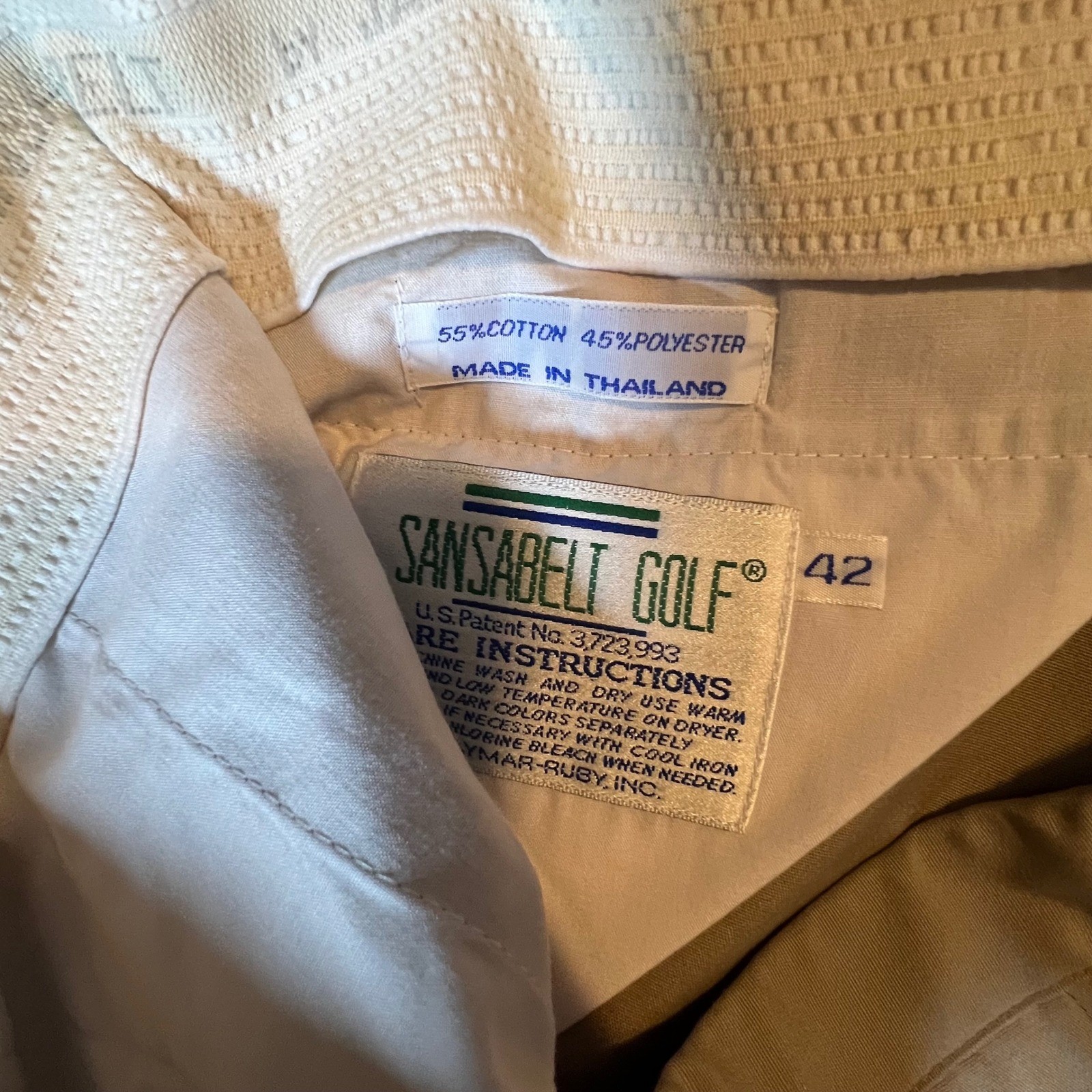 Sansabelt Golf Mens Khaki Beltless Shorts Size 42 Vintage New With Tags Tan
