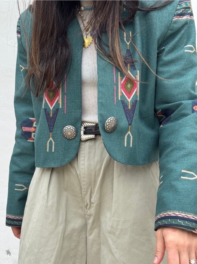 WRAPS SOUTHWESTERN Double Ranch Short JACKET Vtg 80’s Silver Concho Texas L