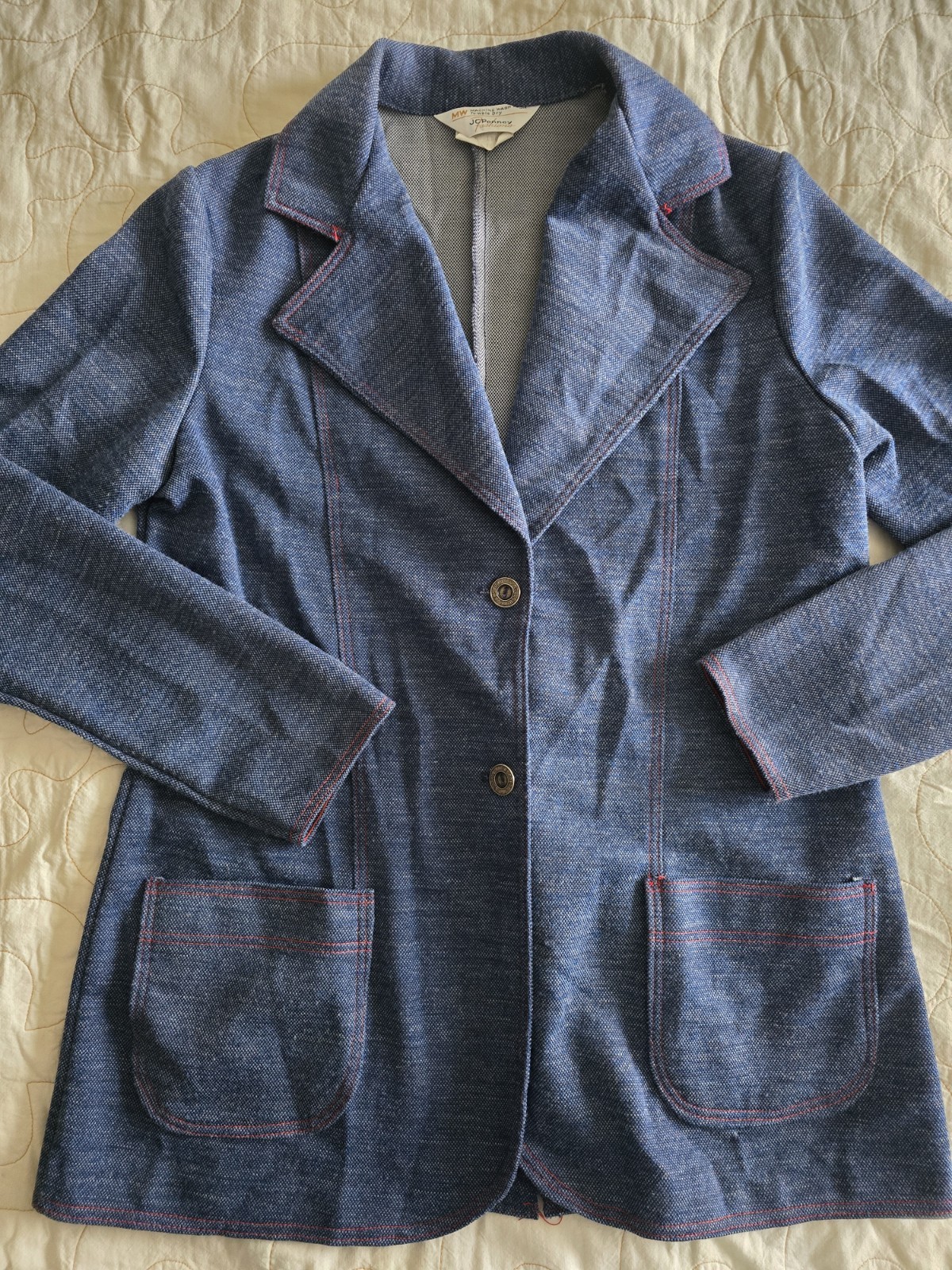 Vtg 70’s JC Penney Fashions Blue Blazer Top Button Up Jacket Womens Large