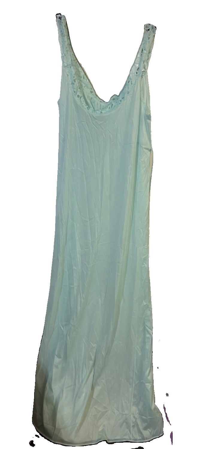 Vanity Fair Teal Gown, Button Up Robe Size Small And Slippers Teal Size 6.5-7.5