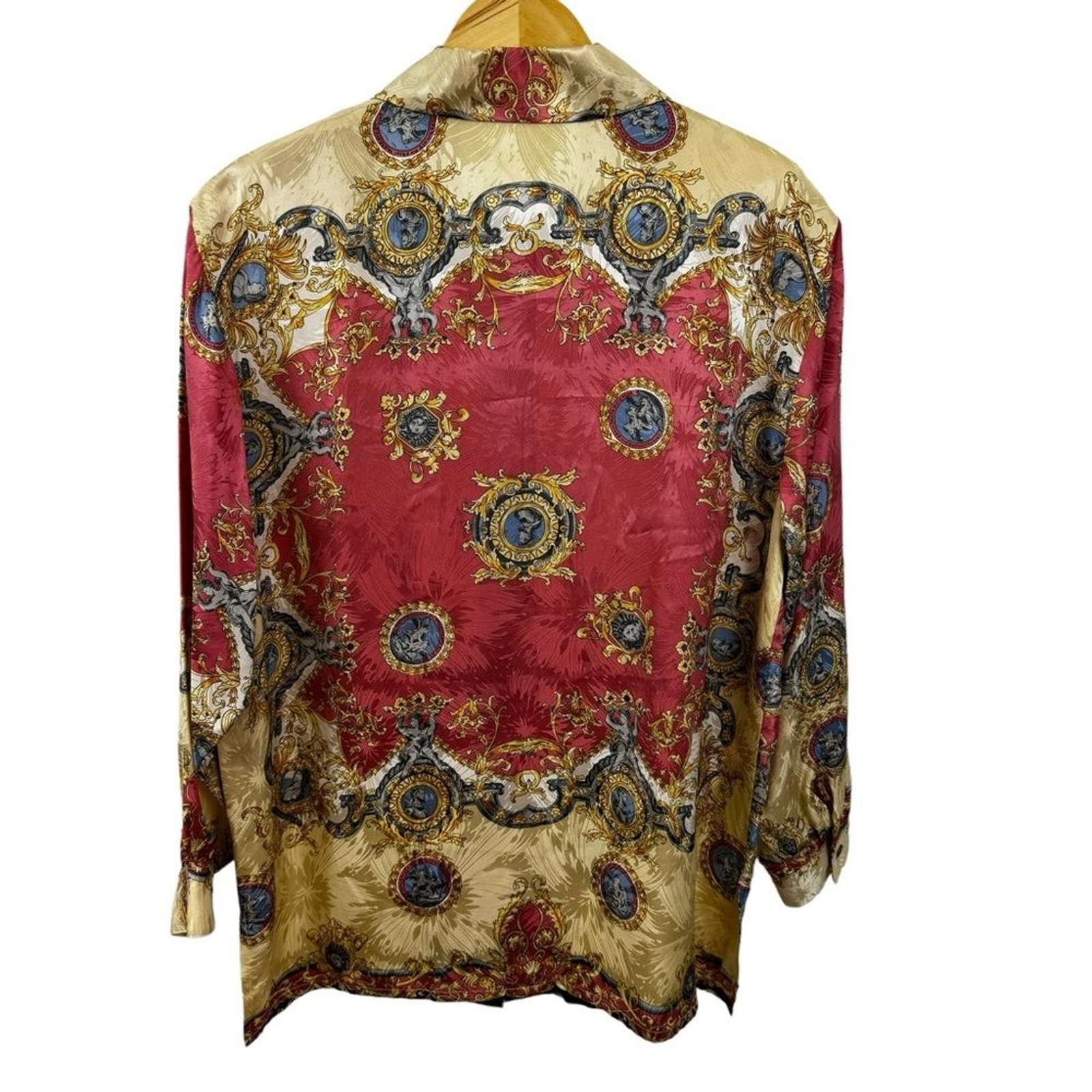 Vintage German Button Down Blouse Versailles Royal Elegant 100% Silk & Acetate