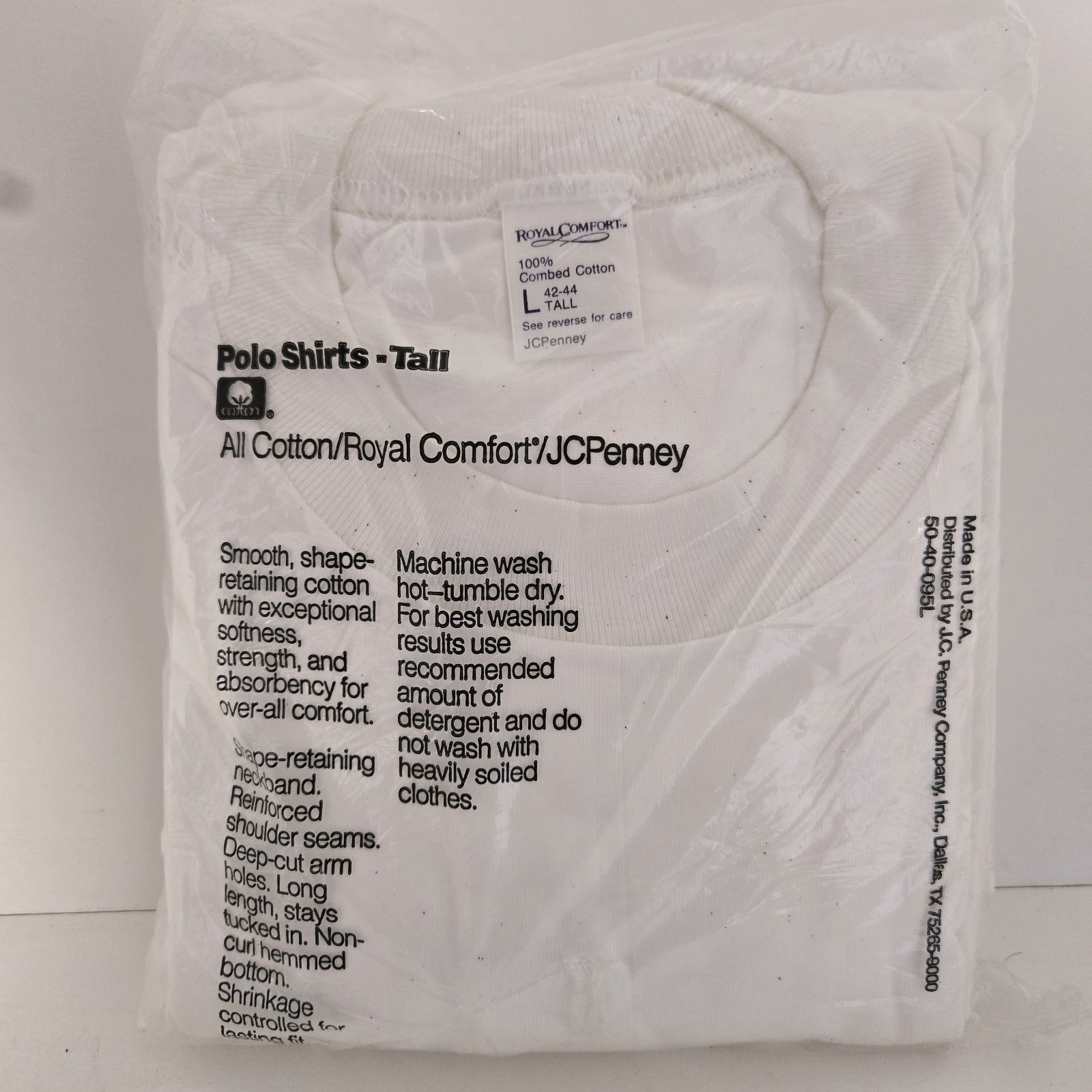 Vintage NOS 3-pack Royal Comfort JC Penney T Shirt White Cotton L TALL (42-44)