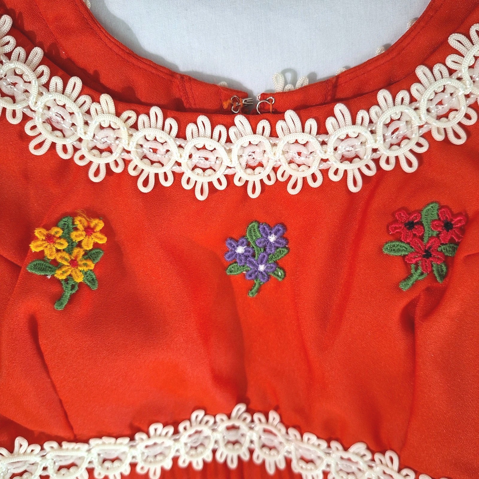 Vintage Anson 60s Cocktail Hostess Dress Sz Small Red Pleated Empire Waist Party