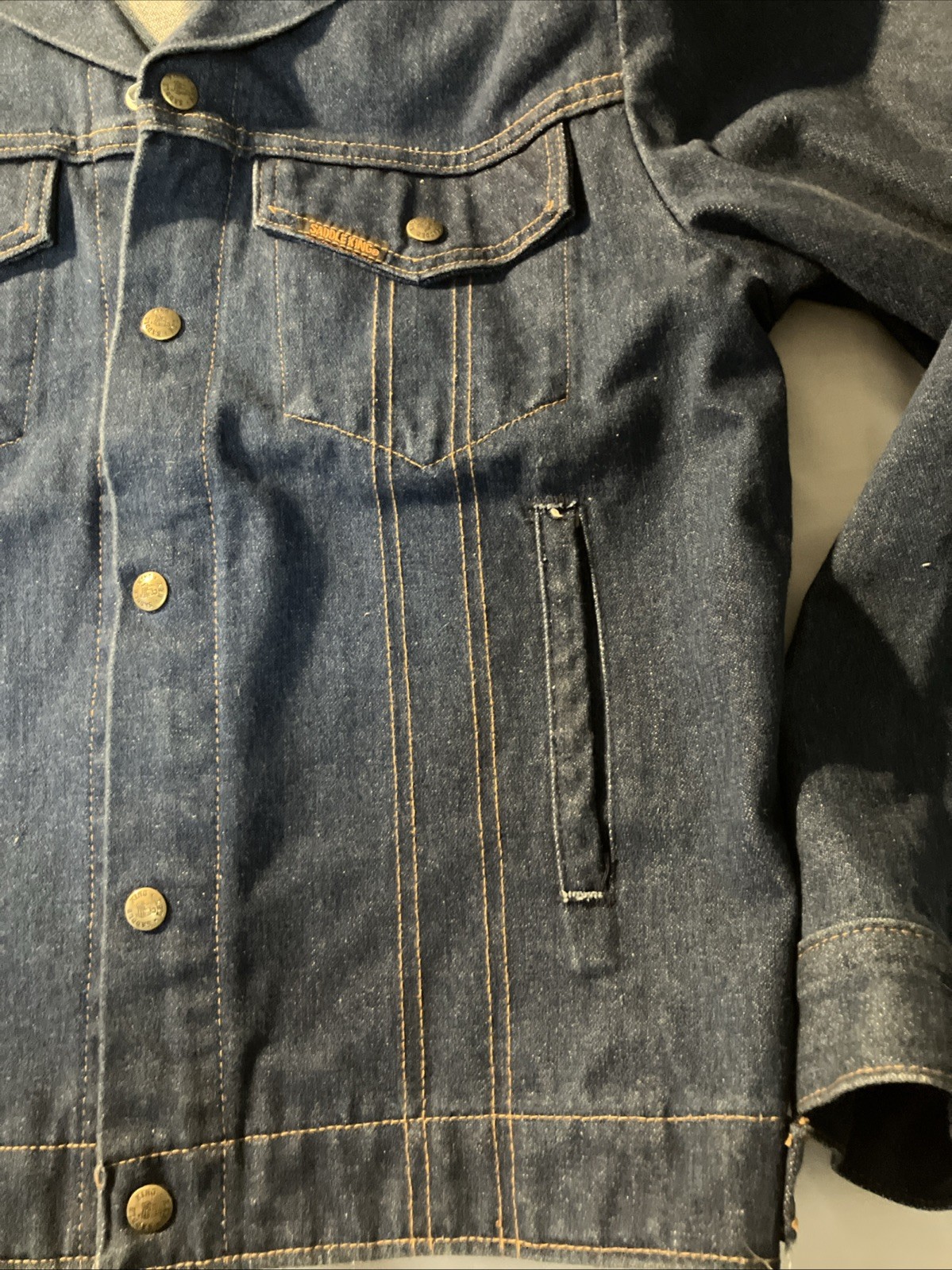 VTG Saddle King Western Denim Trucker Jacket Adult 38 Regular Made In USA