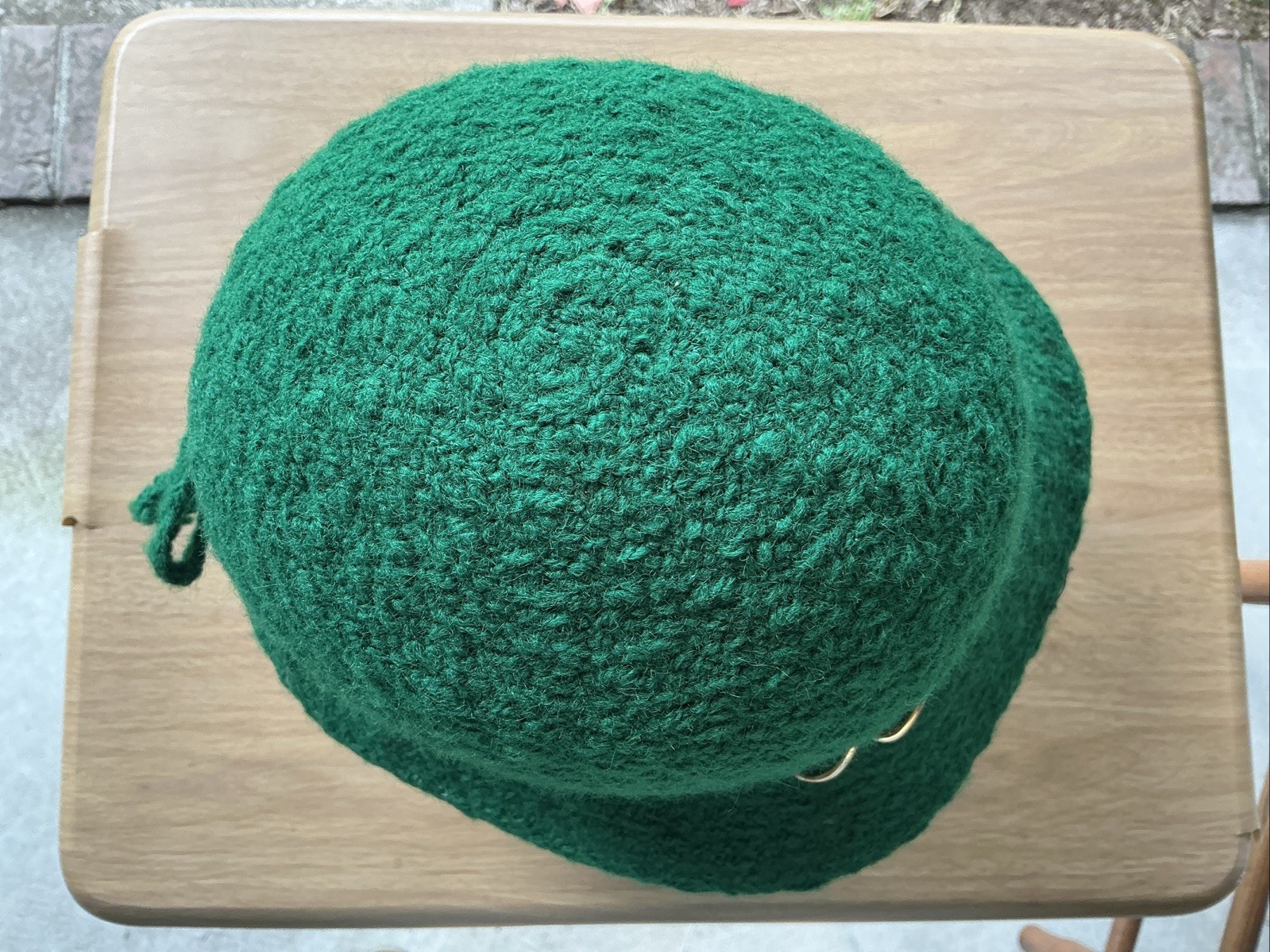 Vintage Cloche Hat Everitt Medium 22 inches Green with Gold Tone Accents