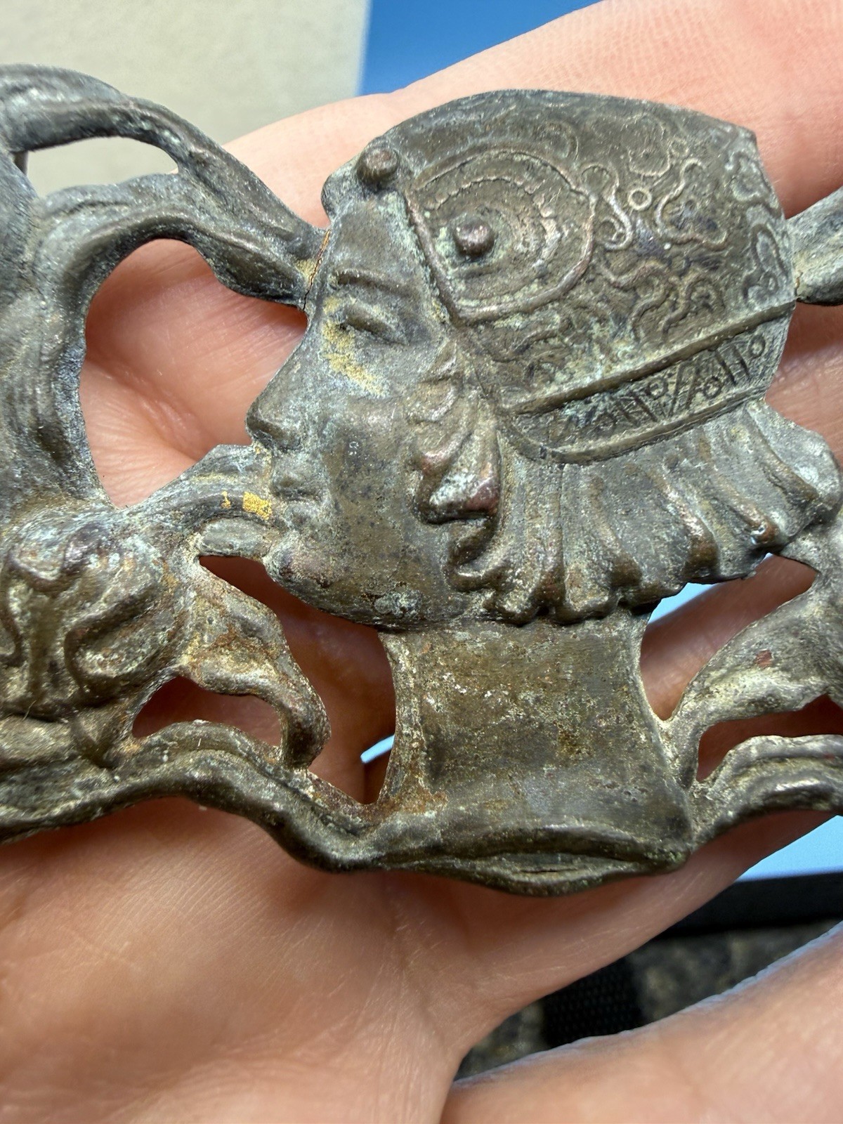 Vintage Art Nouveau Embossed Belt Buckle