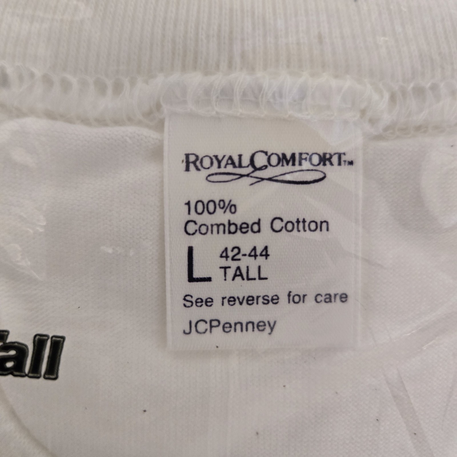 Vintage NOS 3-pack Royal Comfort JC Penney T Shirt White Cotton L TALL (42-44)