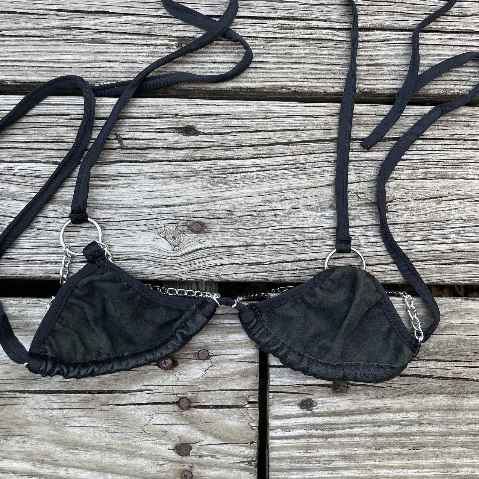 Vtg Leather Gossip Metal Tank Top Bra Glam Rock Goth Grunge Punk Sexy Size S
