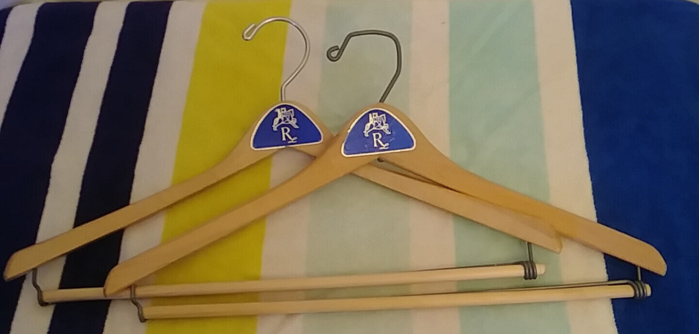 Vintage Lot of 2 R Royal Wooden Suit Hanger 18″ With Trouser Rod