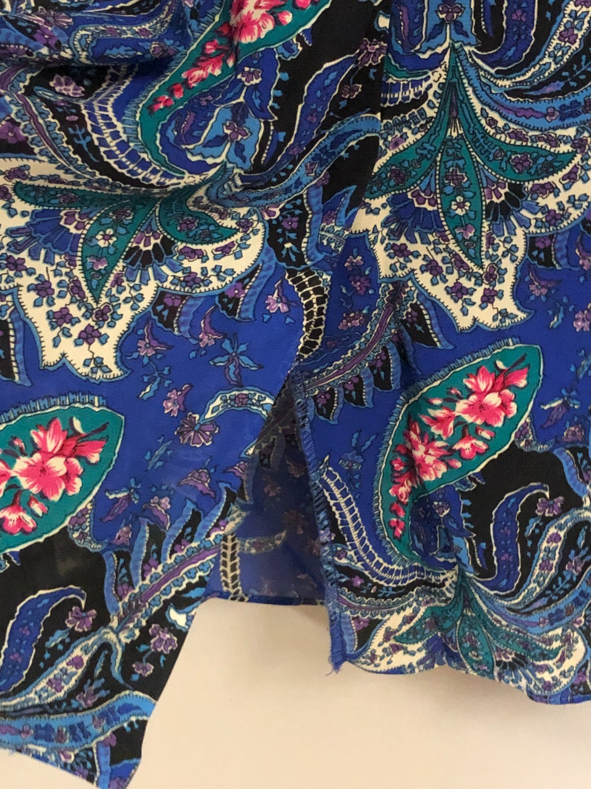 Vintage K.C. Kelly Size 8 Paisley Blouson Dress Short Sleeves Sheer EUC