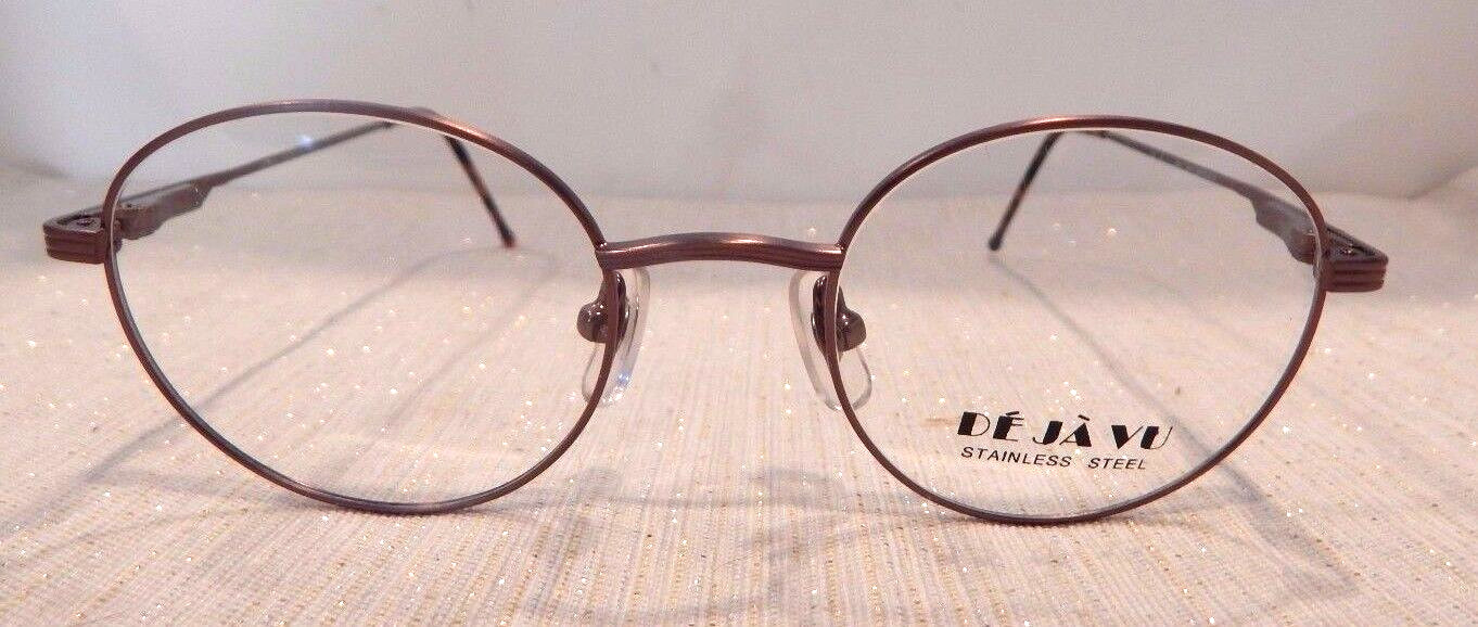 Vintage DEJA VU 851 A.Bronze 46/20 P3 Round All Metal Eyeglass Frame NOS #229