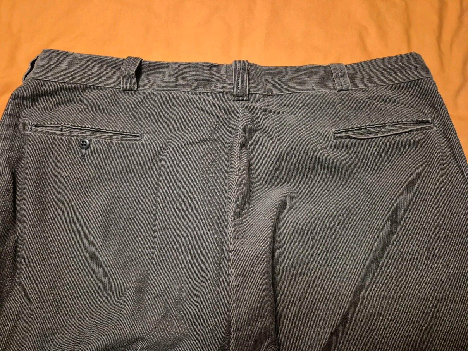 2 PAIRS VINTAGE SEARS WORK LEISURE PERMA PREST CORDUROY PANTS NAVY GREY 44 WAIST