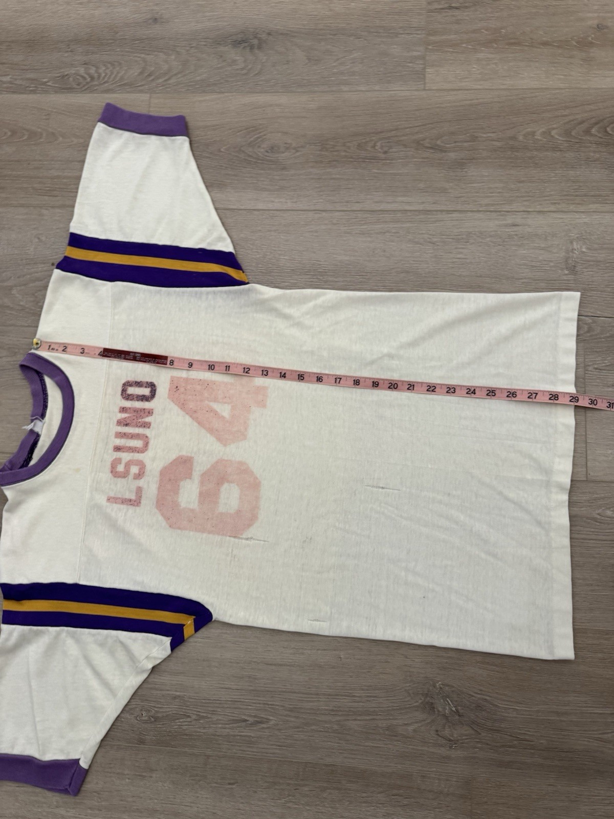 vintage 60s Football Jersey Cotton Durene Blend S-M Faded Distressed White