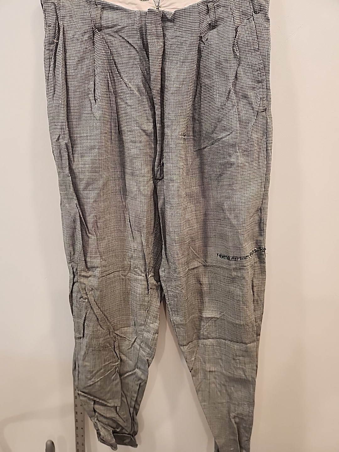 vintage 40’s 50’s pants mooreville cotton 30 x 27 1/2 houndstooth pleated cuffed