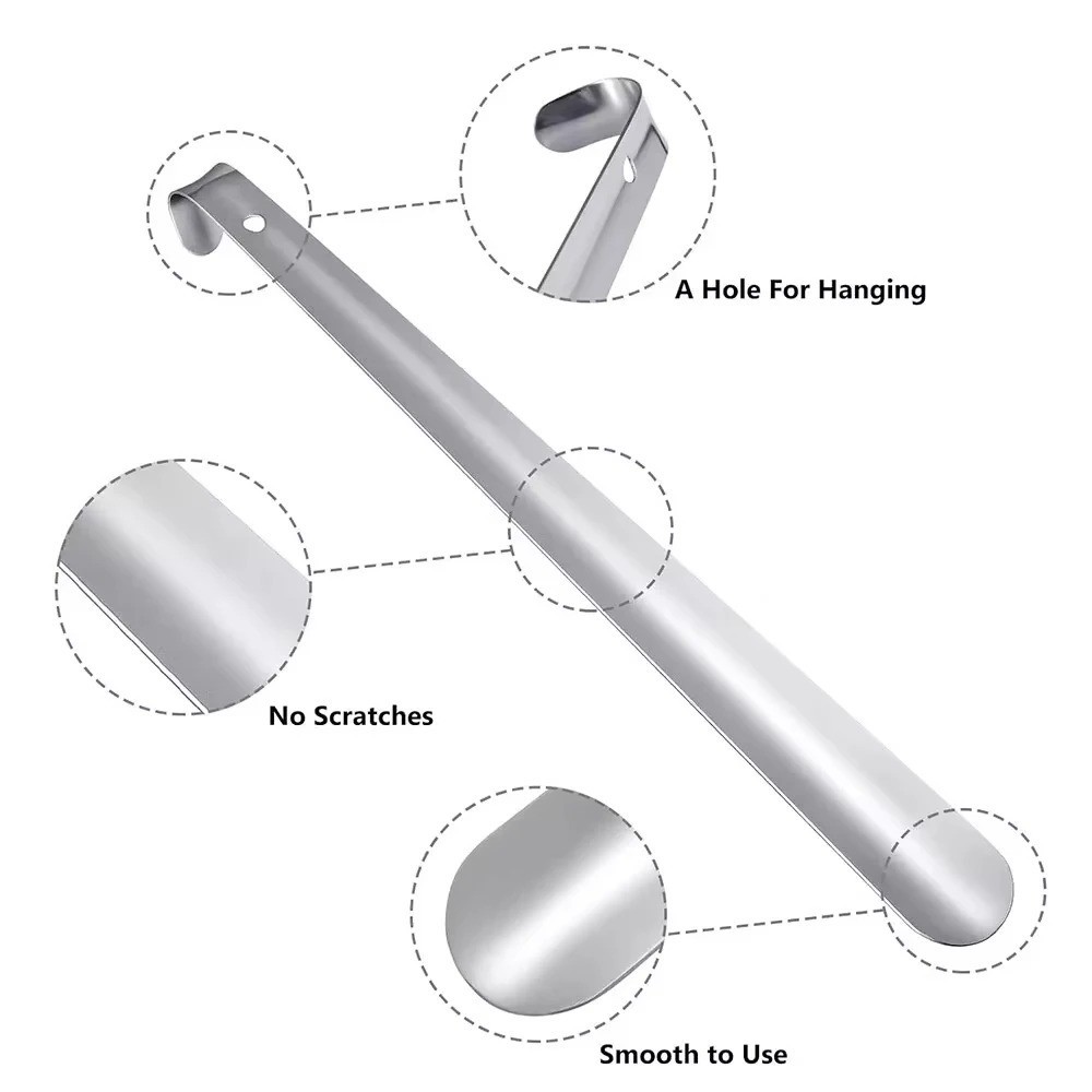 Extra Long Handle Shoe Horn Stainless Steel Handled Metal Shoehorn Horns New