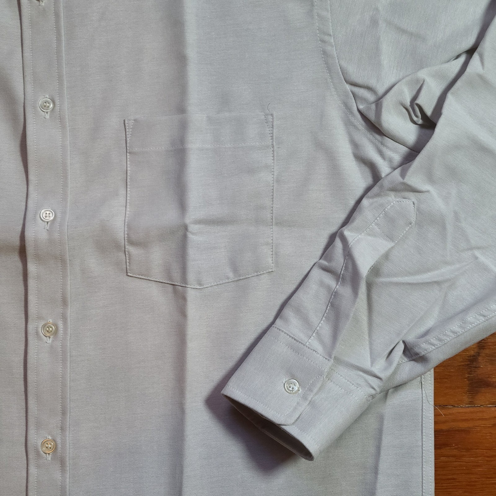Vintage 80’s Manhattan Dress Shirt Men’s 16.5 34/35 LS Made in USA Light Gray