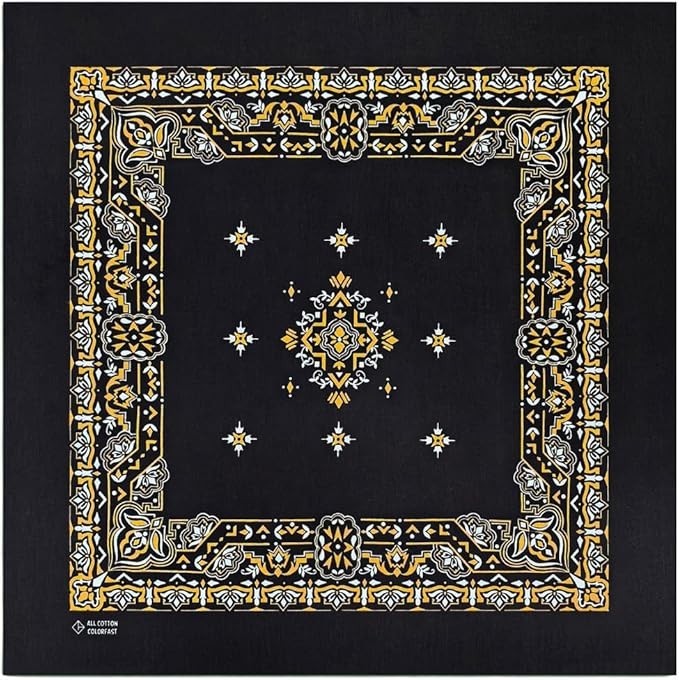 4-Pack 100% Cotton Bandana Set, Vintage Graphic Print, 22×22 inches – Assorted 4