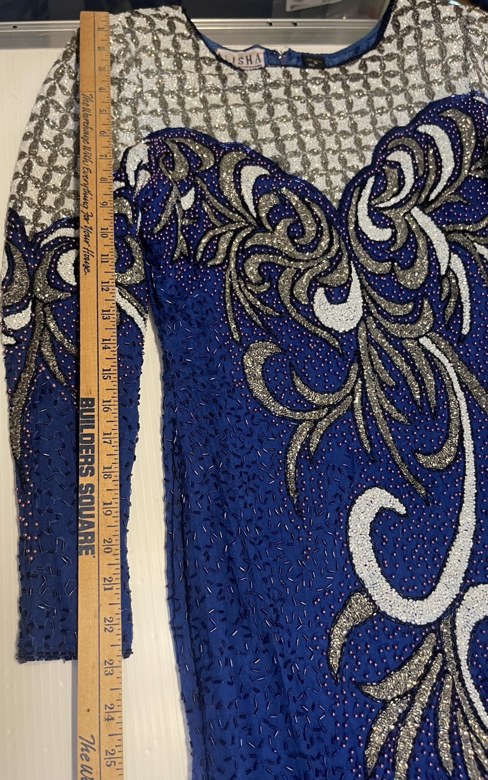 VTG Alisha Silk Beaded MIDI Cocktail Glamor Gown Royal Blue Size Medium Y2K 90s