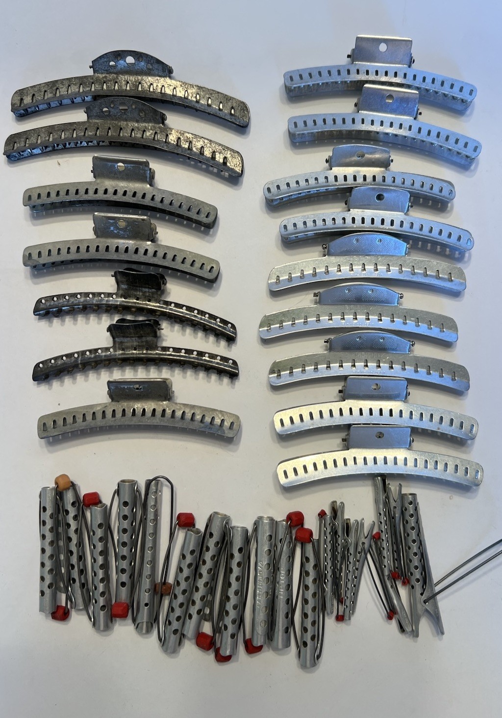 VTG Aluminum Hair Wave Clips TIP TOP Curlers, Mervin Goody Solo Lot of 35 PICS