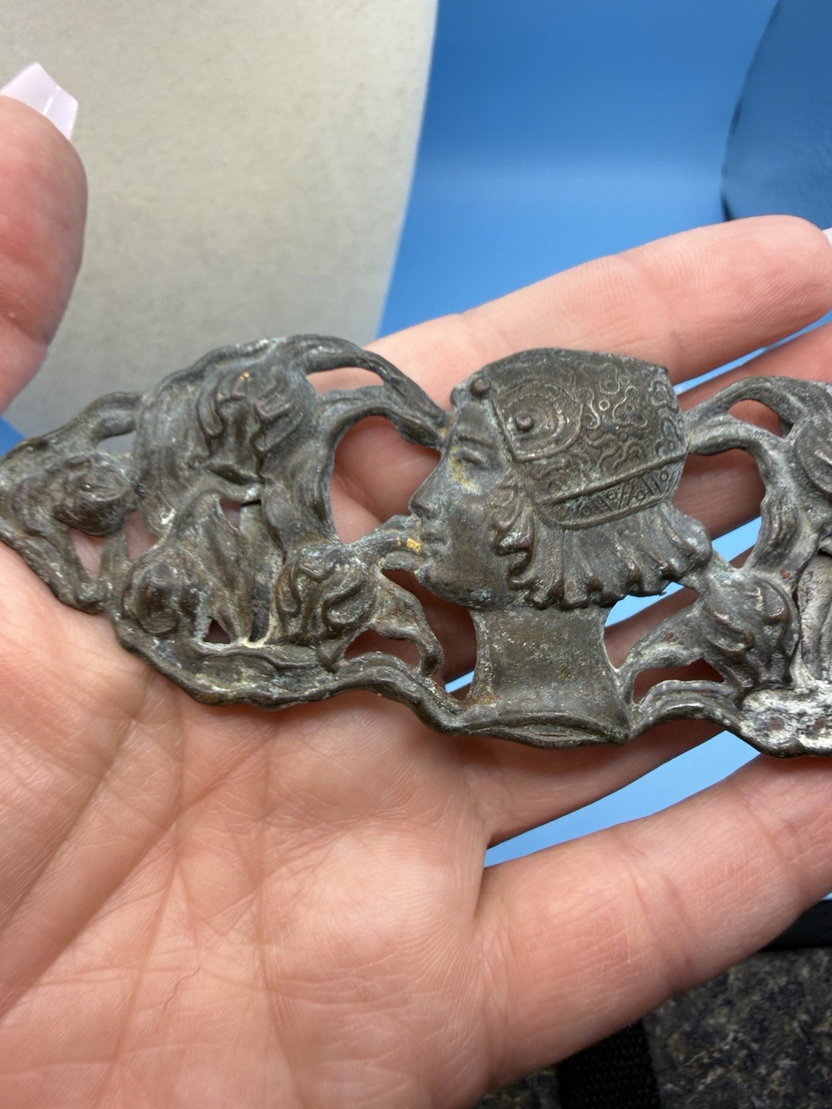 Vintage Art Nouveau Embossed Belt Buckle