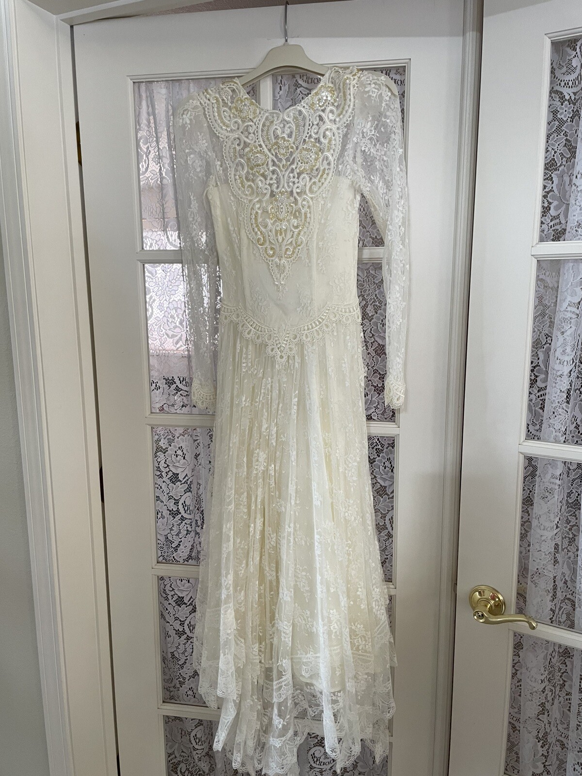 Vintage Jessica McClintock White Lace Dress Wedding Prom Special Occasion Sz 3/4
