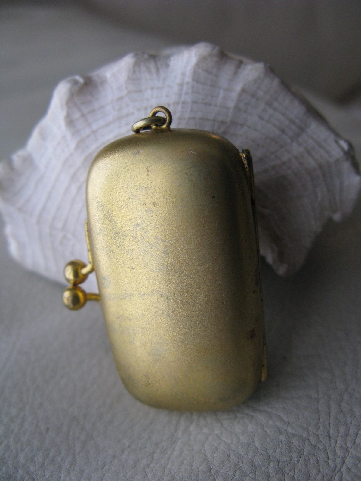 Antique Chatelaine Art Nouveau Floral Gold Wash 2 Coin Holder Purse CFM