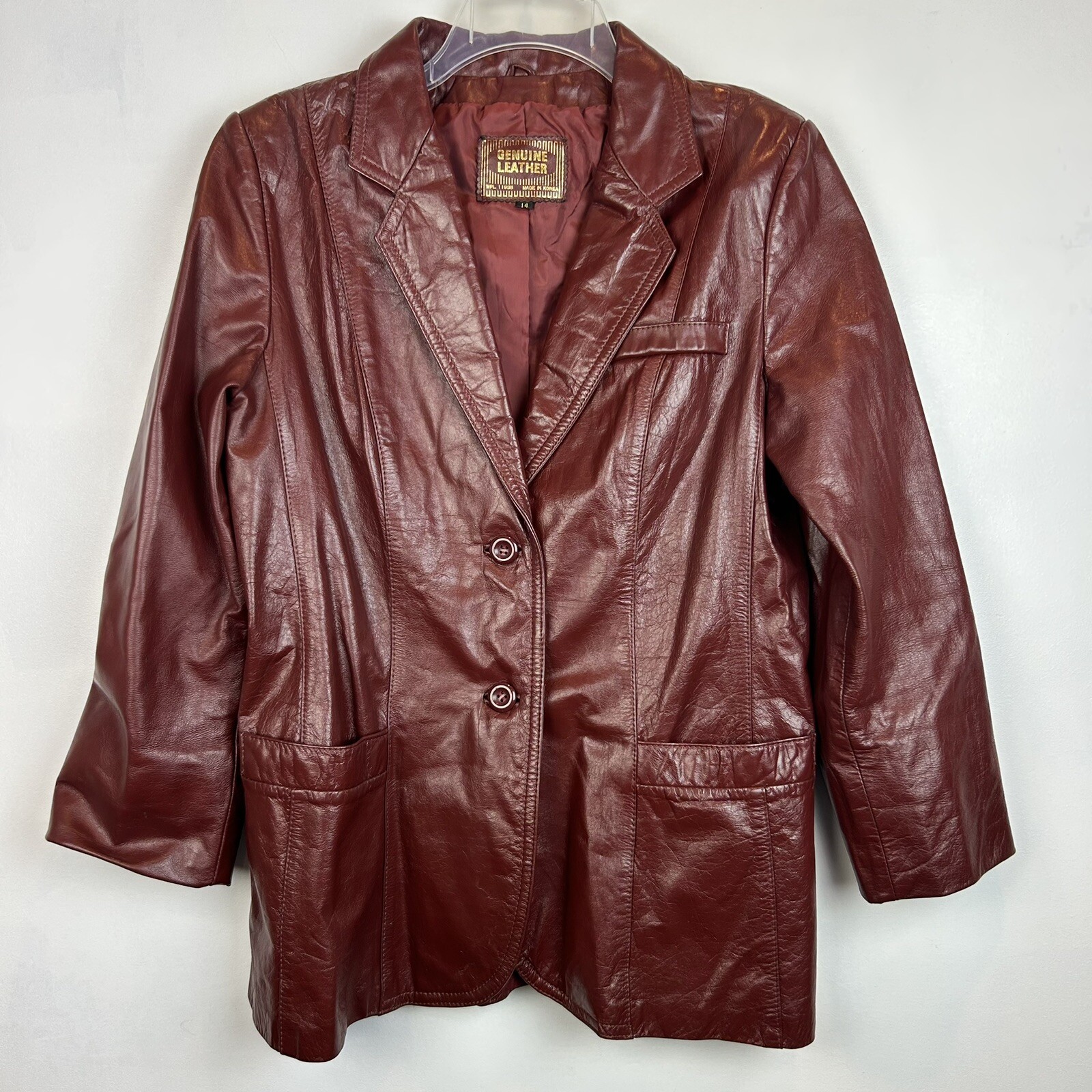 Vtg 70s Rust Brown Leather Jacket Short Womans 14 Made In Korea Read
