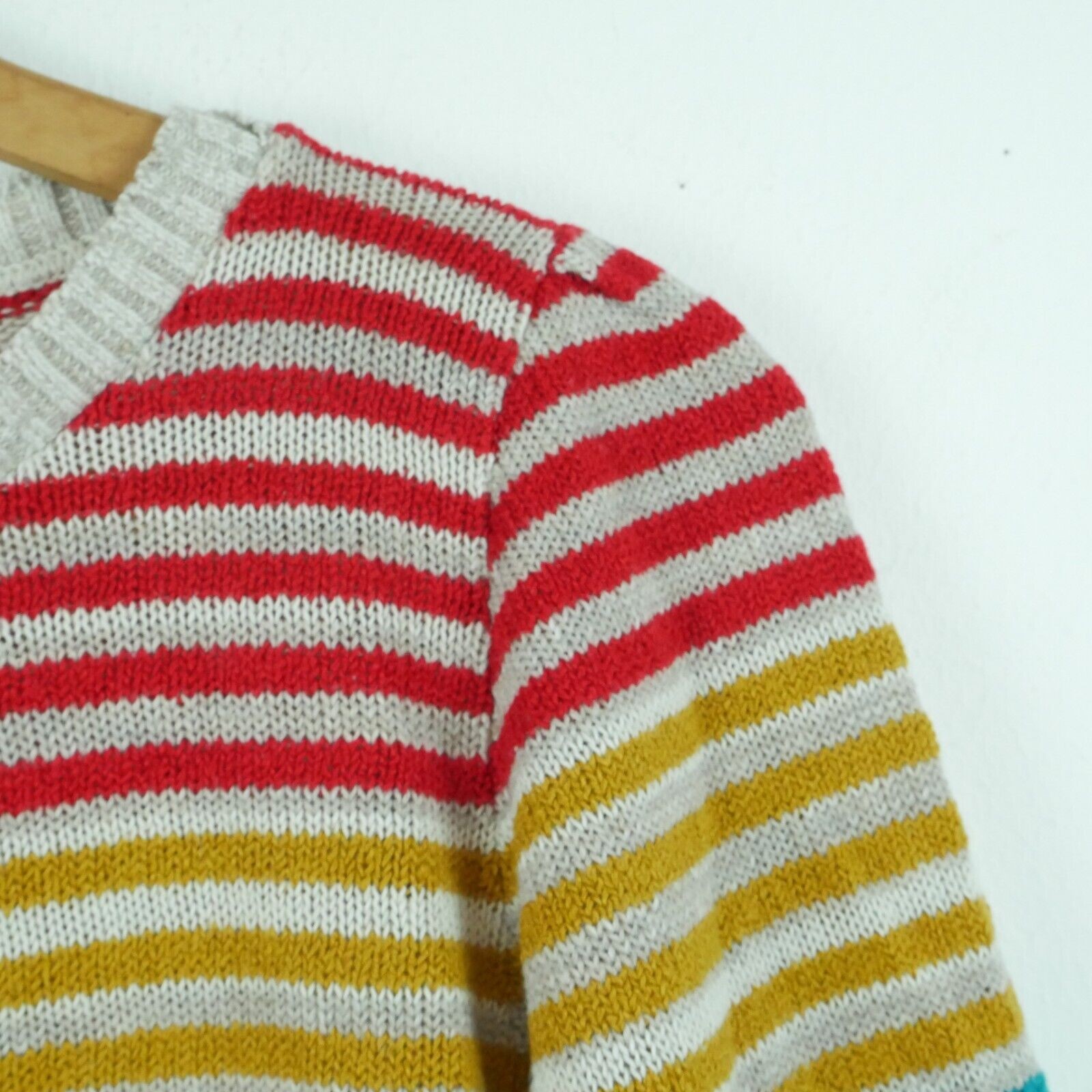 Vintage Rainbow Sweater Quirky Twee Pride Multicolor Stripe Crop 70s Medium