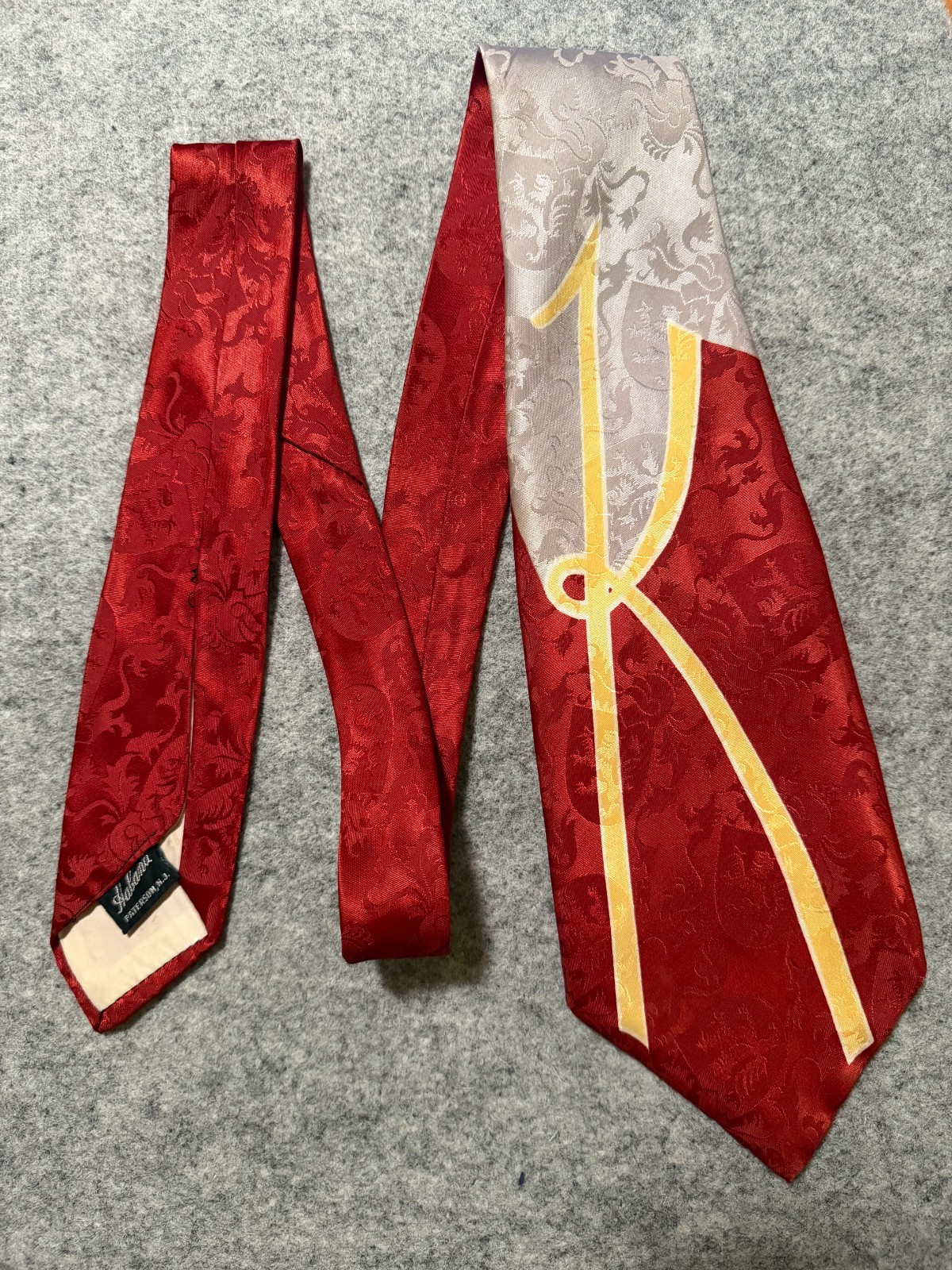 1940s 40s monogram initial letter K vintage rayon swing tie necktie 1950s 50s