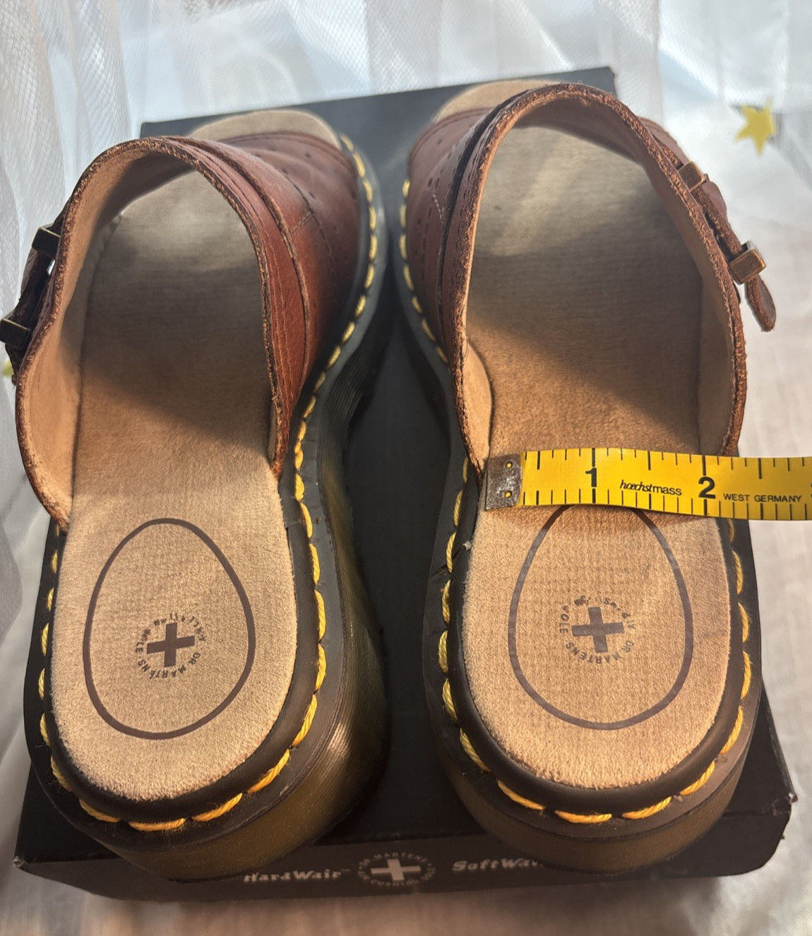 Vintage Dr. Martens 3A99 Peanut Brown Leather Wedge Sandals US 7 EU 38 Y2K 90s
