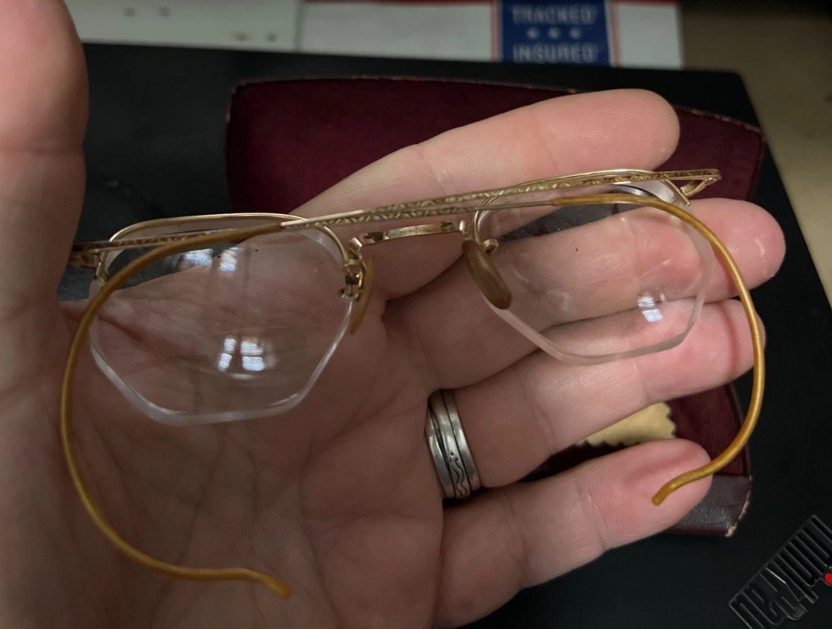 Lot 2 Antique Eyeglasses Marked 1/10th 12K GF Each With Case! B&L & AO! Nice!