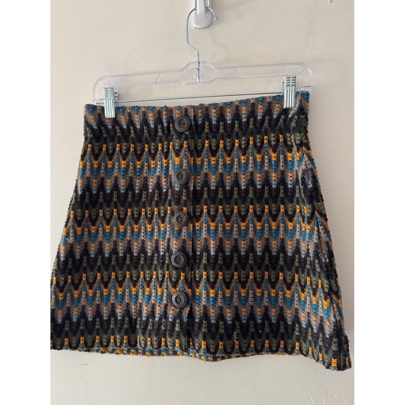Free People Retro Multicolor Open Knit Chevron Crochet Mini Skirt