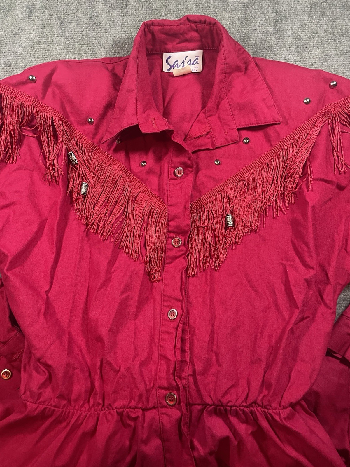 Sassa Vintage Red Western Fringe Dress S