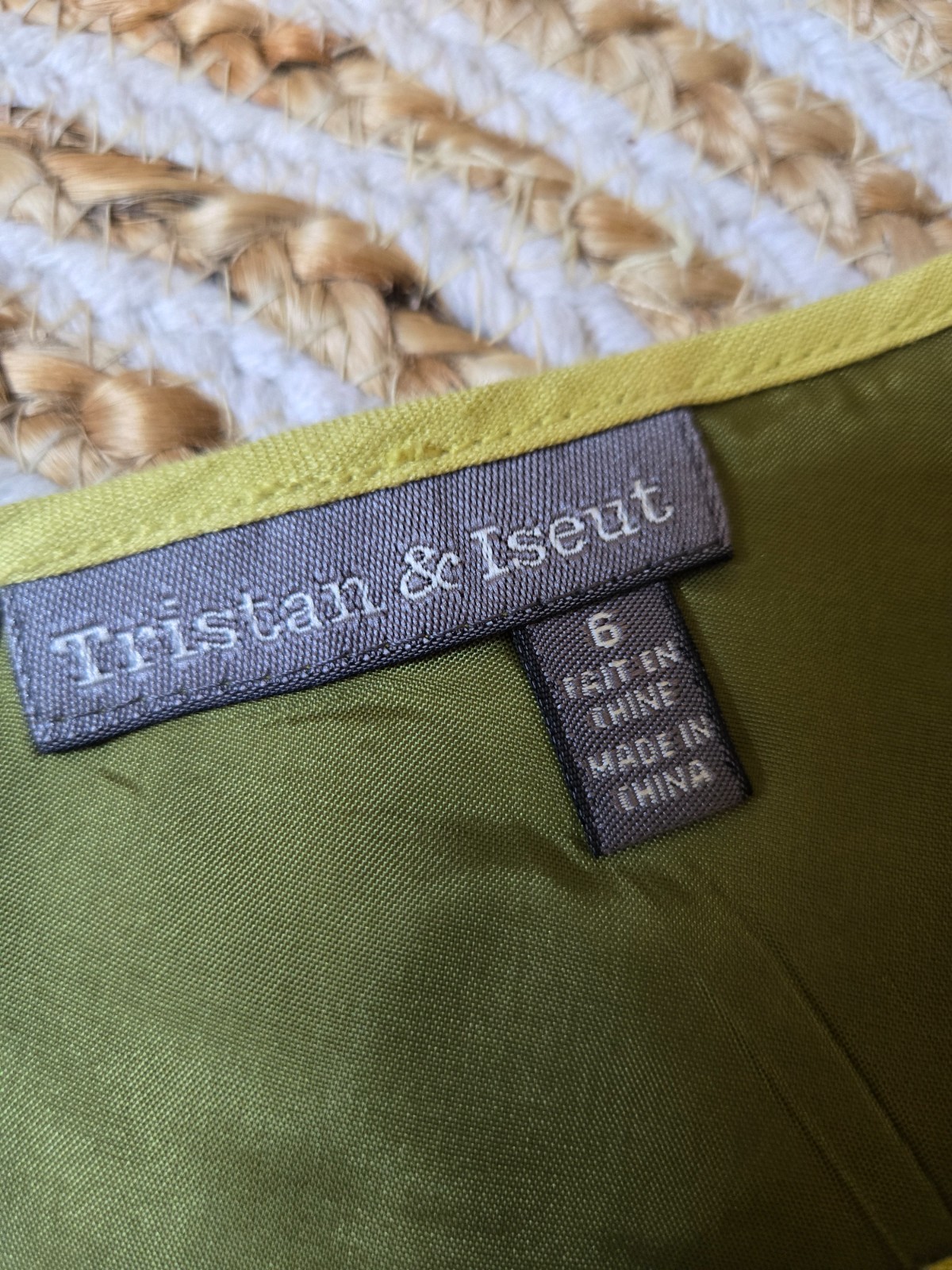 Vintage 90s Linen Blend Olive Green Mini Dress Minimalist Panel Contrast Trim