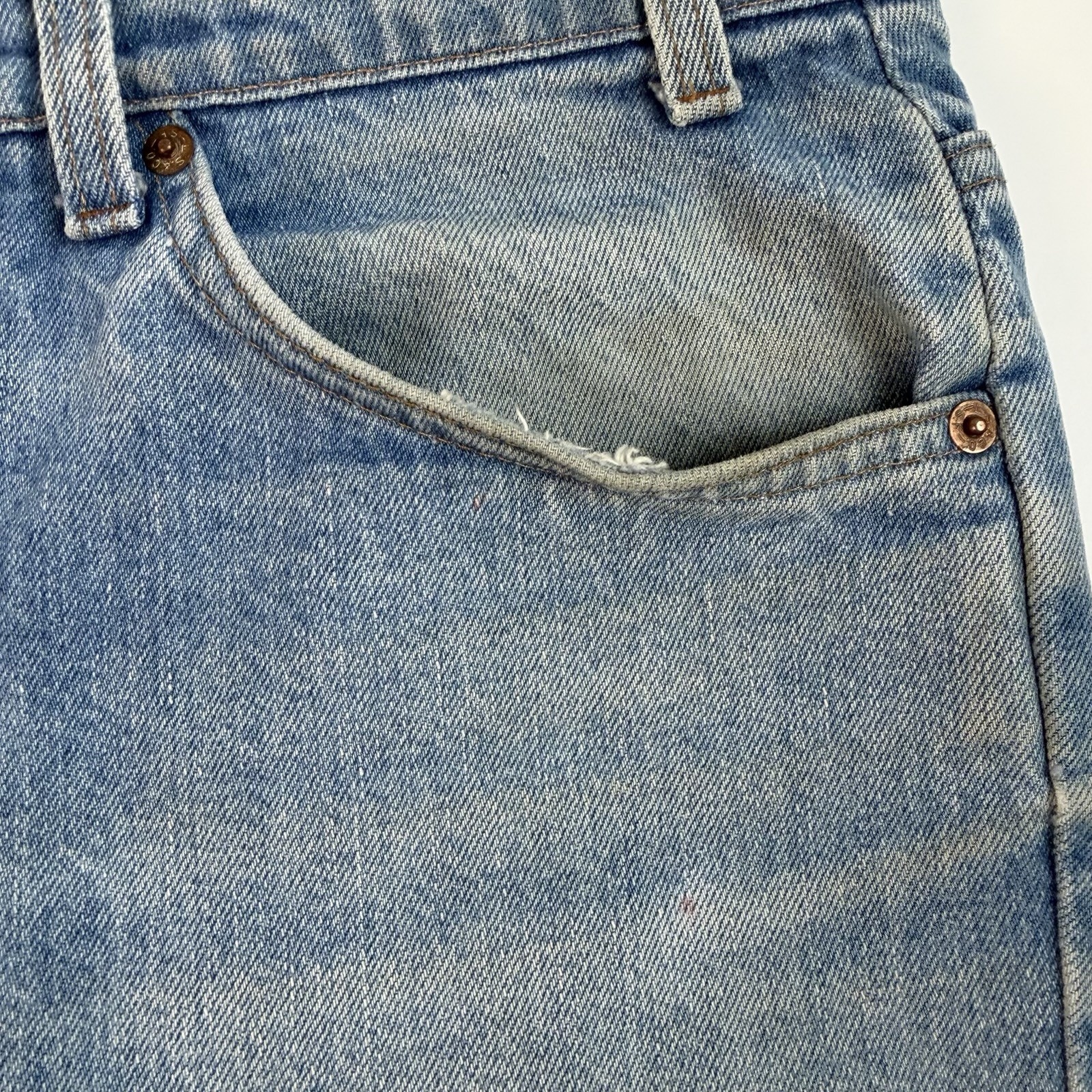 Vintage 80s Levi’s 517 🍊 Tab Bootcut Jeans Made in USA 32×30 Great Natural Fade
