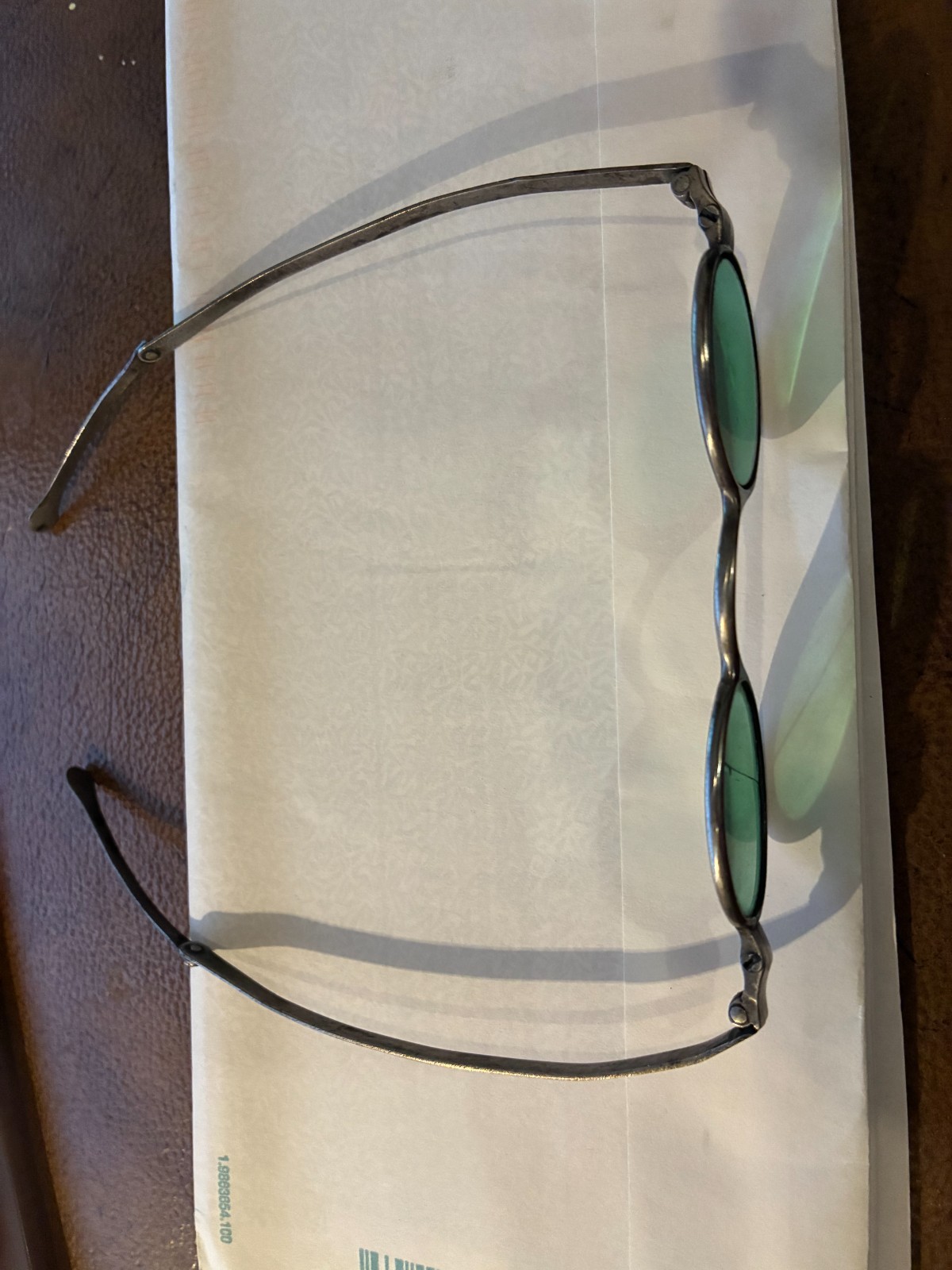 Antique Green Tinted Oval Spectacles w/ James J. Keegan Newark NJ Optician Case