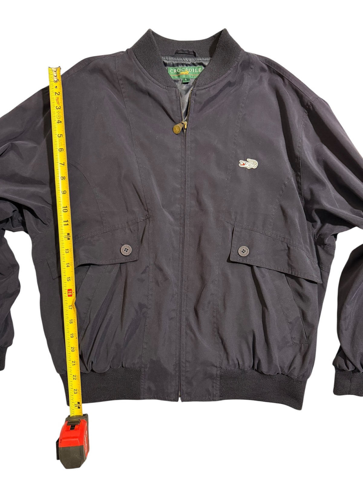 Men’s L Navy Blue Crocodile Bomber Jacket