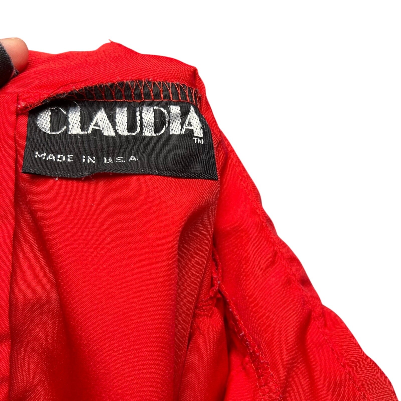 VTG 80s Claudia L Red Poinsettia Holiday Blouse Romantic Retro Twee Coquette