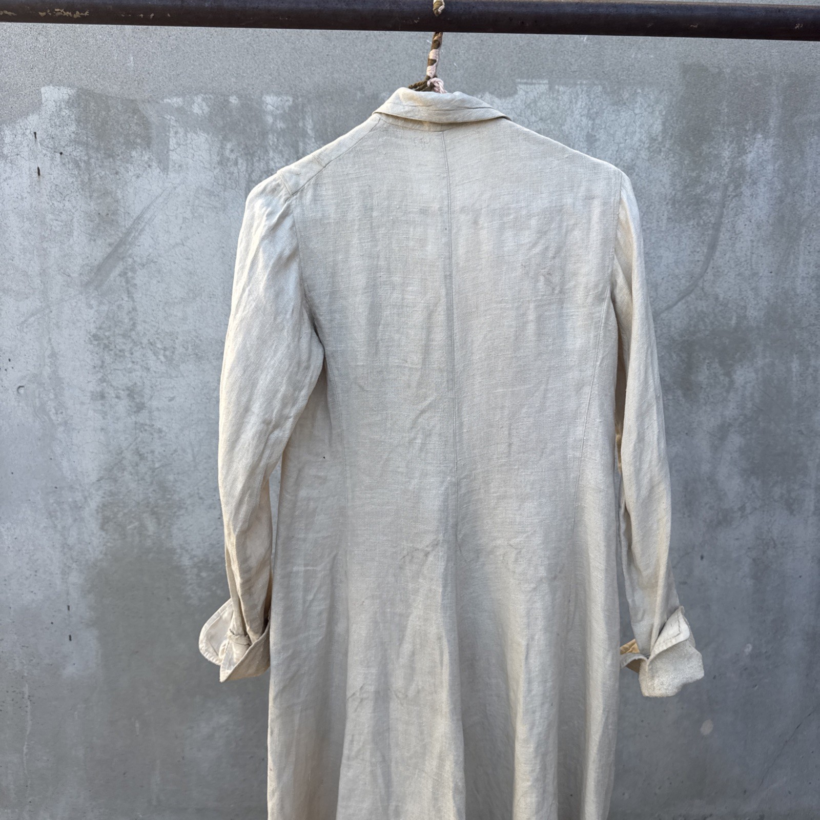 Antique Edwardian Linen Duster Coat Driving Sportswear Full Length Vintage
