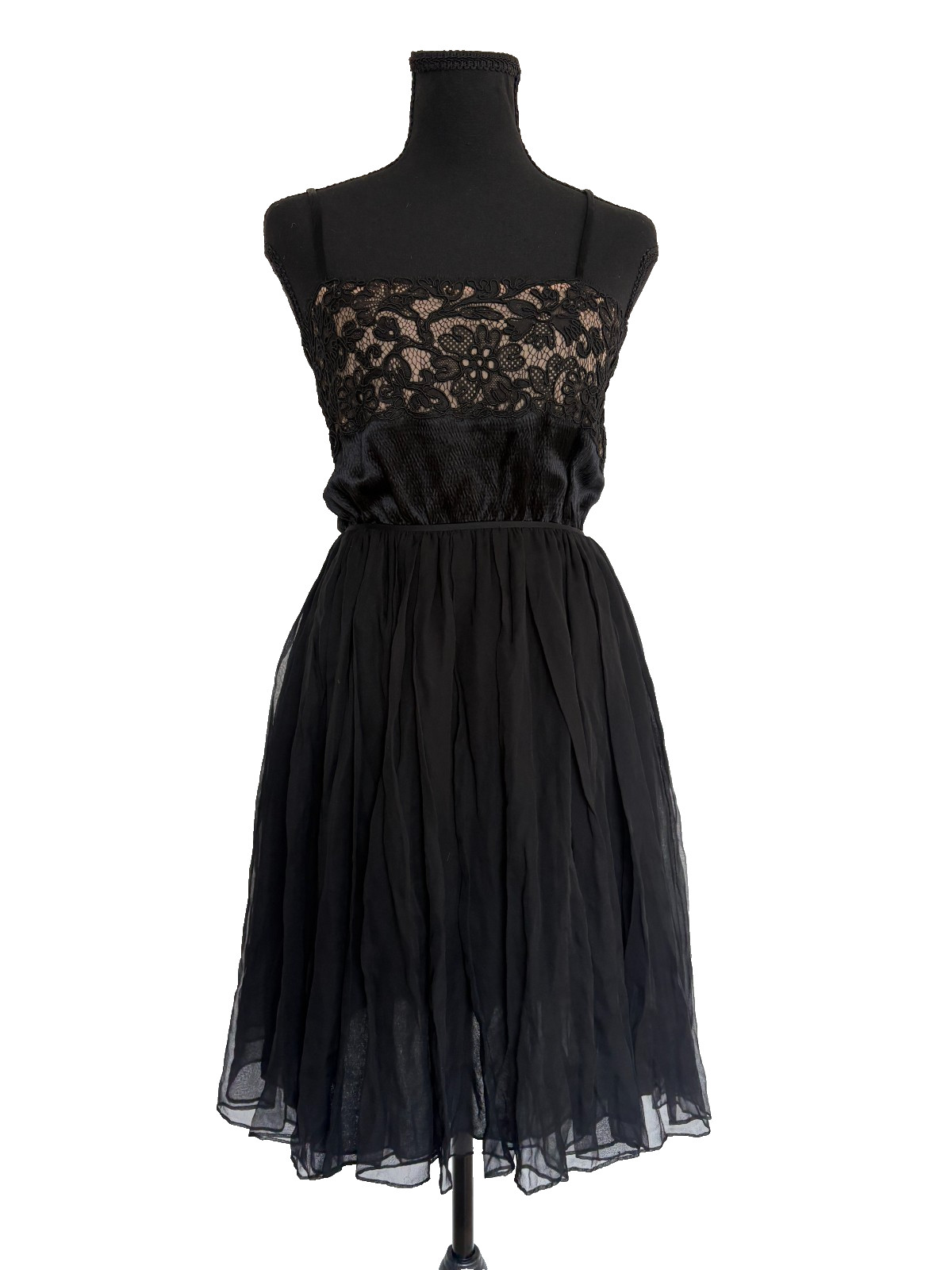VTG 1970s Galanos Chiffon and Lace Open Back Dress, Altered – Collectors Item!