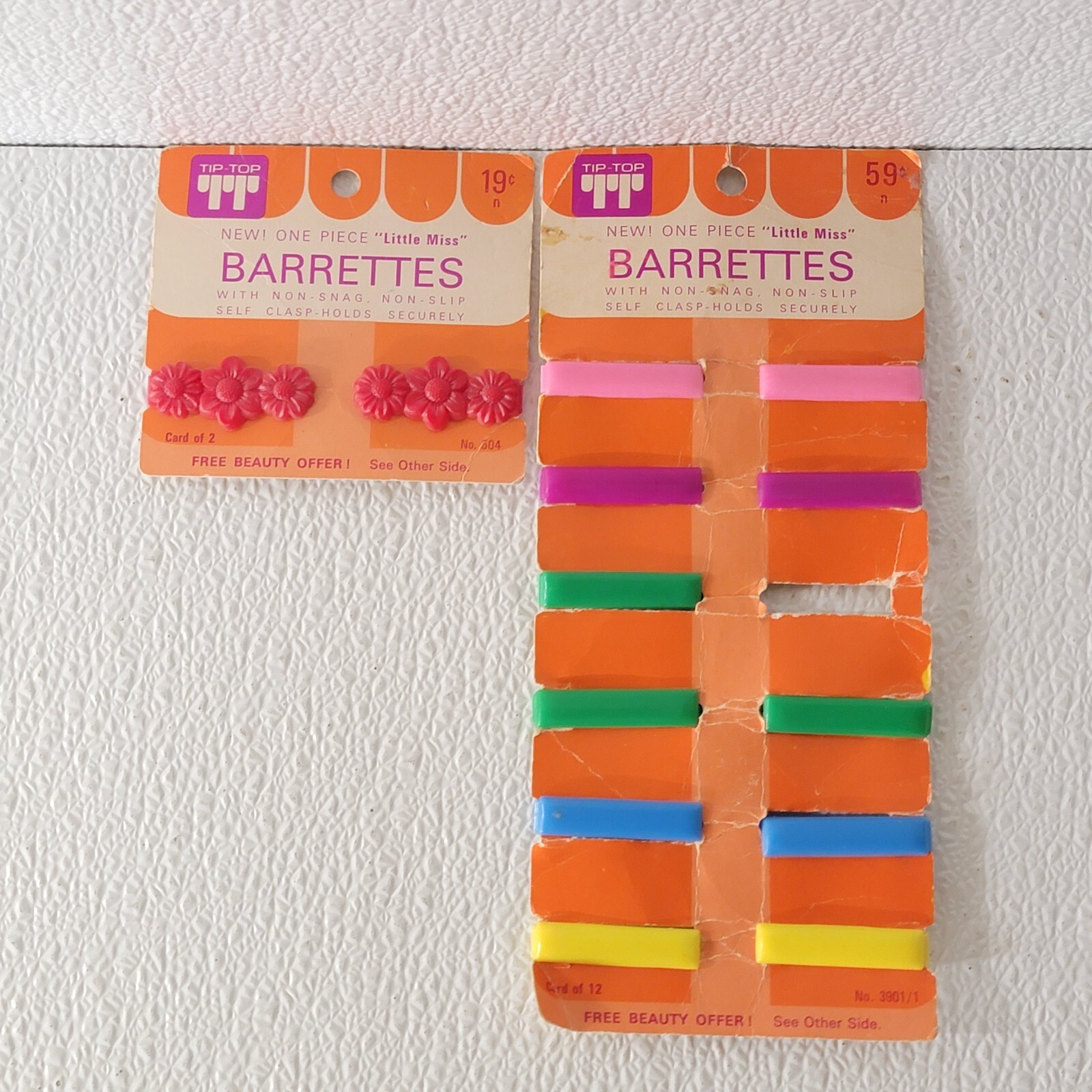 Vintage Tip – Top Little Miss Plastic Barrettes Multicolor – Original Package