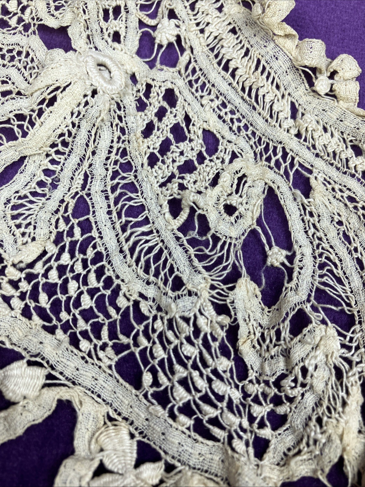 Antique Victorian Edwardian Handmade Lace Collar Needs Bobbin Fine