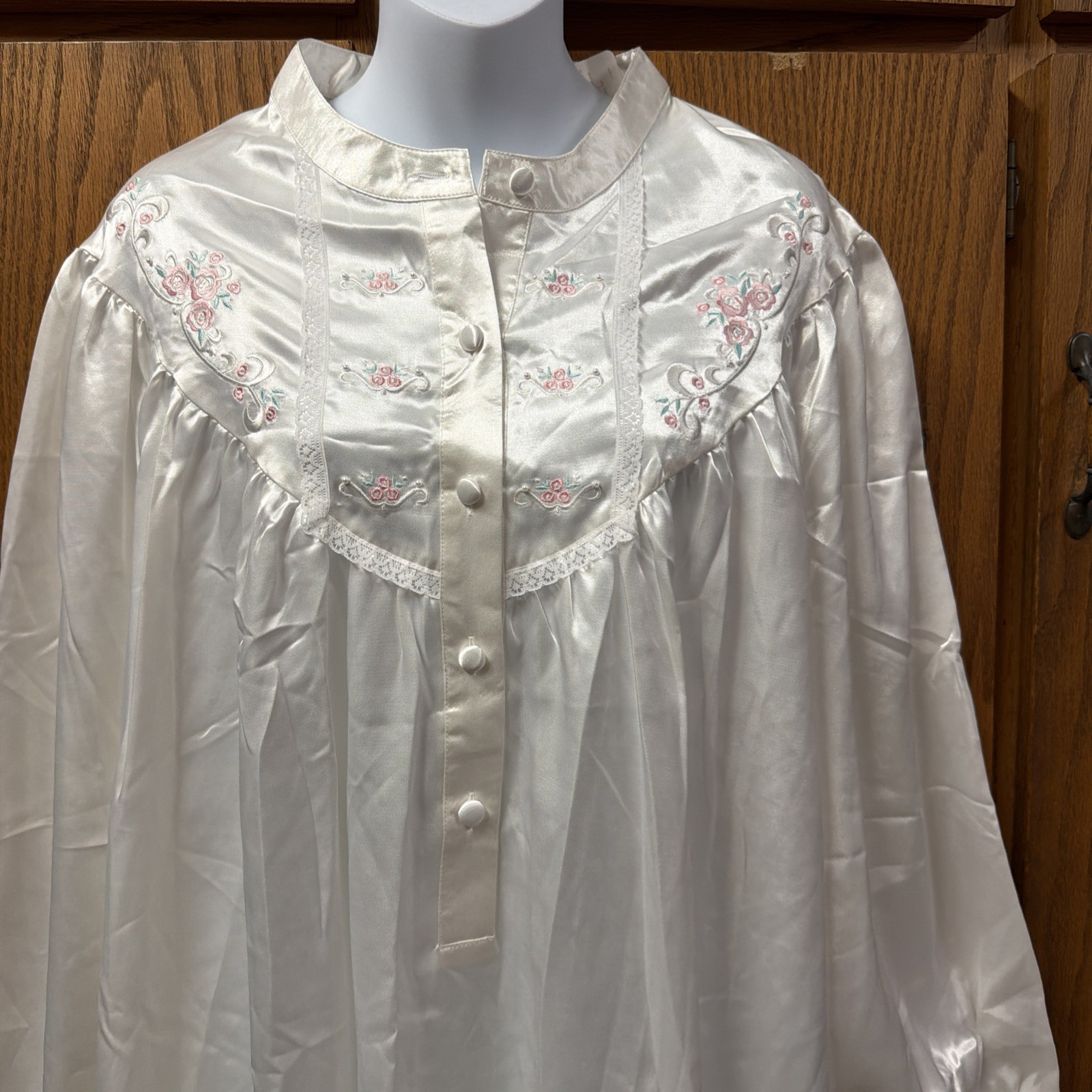 Vintage Ashley Taylor Plus Brushed Satin Maxi Nightgown 2XL NOS