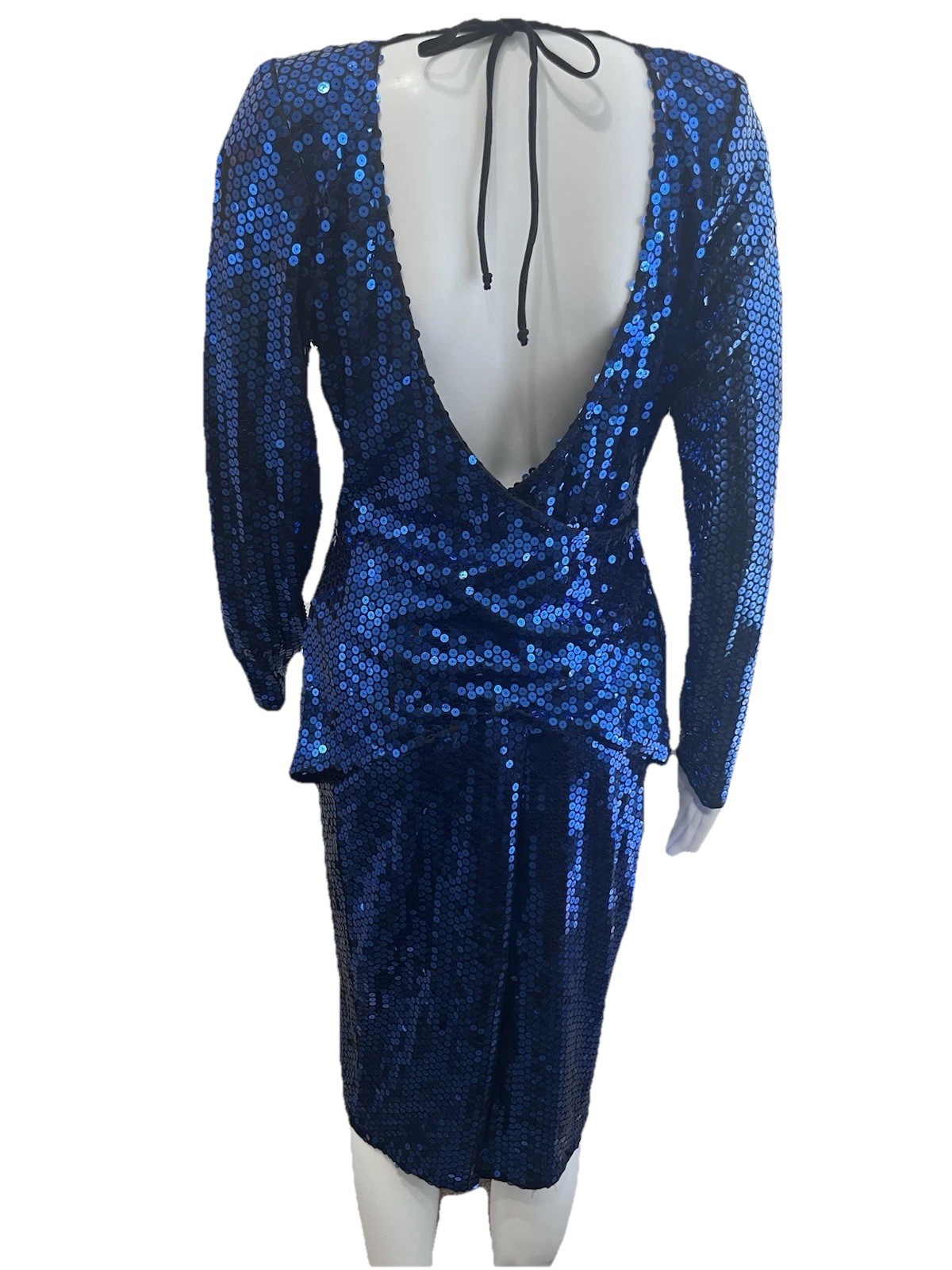 New Leaf by Samir Size 11/12 Rare Vintage 70’s Blue Metallic Sequins 2pc Dress