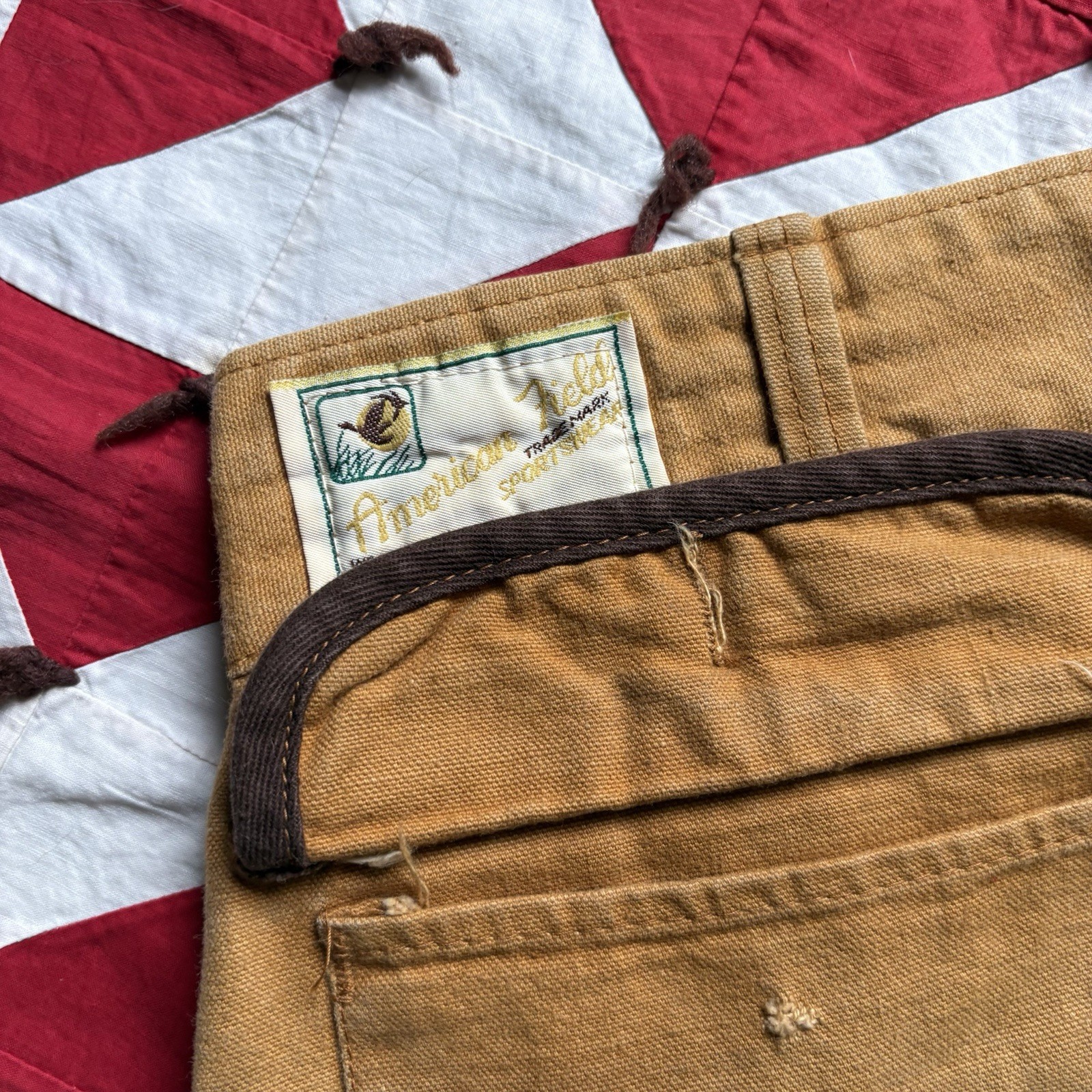 Vintage American Field Canvas Hunting Pants Mens As Is Worn Beige