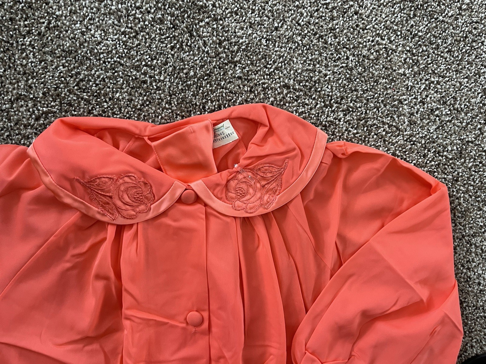 New Vintage Gossard Artemis 3 piece set Pajama CORAL Floral Collar Robe Pants