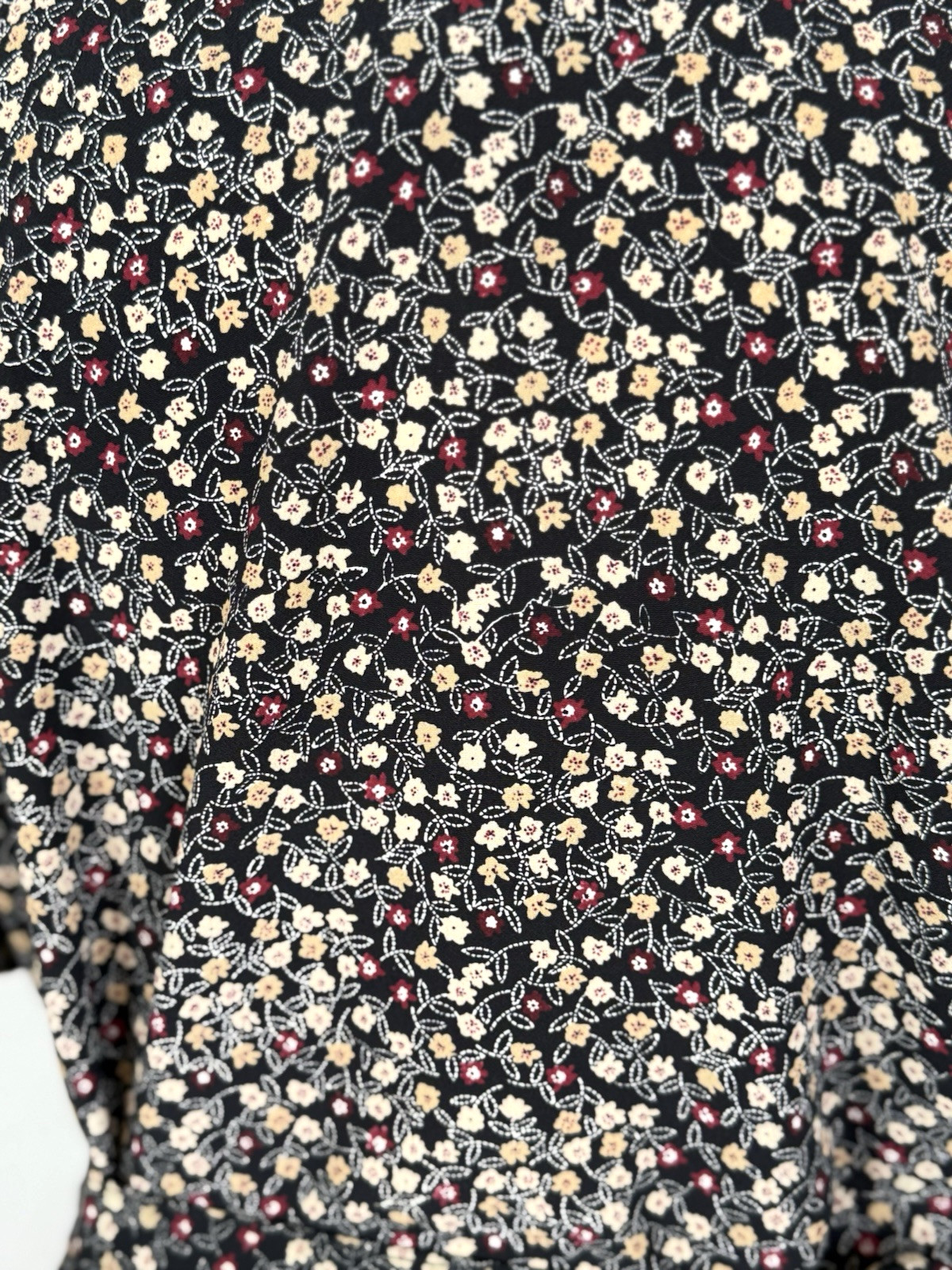 Leslie Fay Womans Size 14 Dress Floral Black Vintage Belted Midi Modest Classic