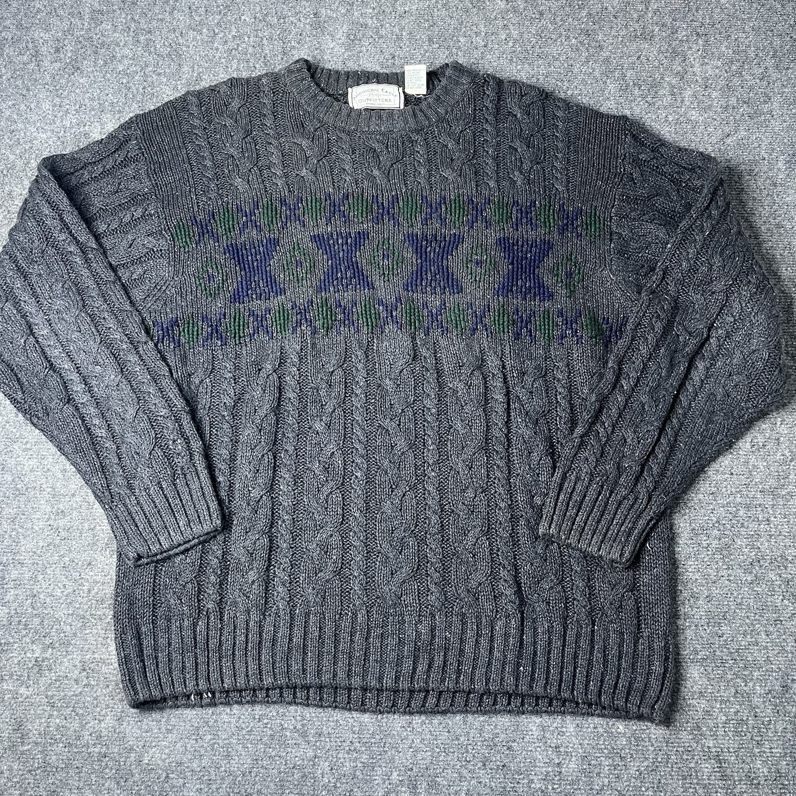 Vtg 1990s American Eagle Outfitters Chunky Cable Knit Fishermens Sweater Mens Xl