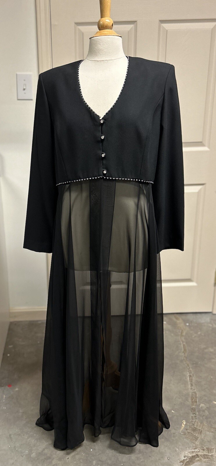 1990s Vintage Special Occasion 2-Piece Women’s Dress / Long Jacket Size 16