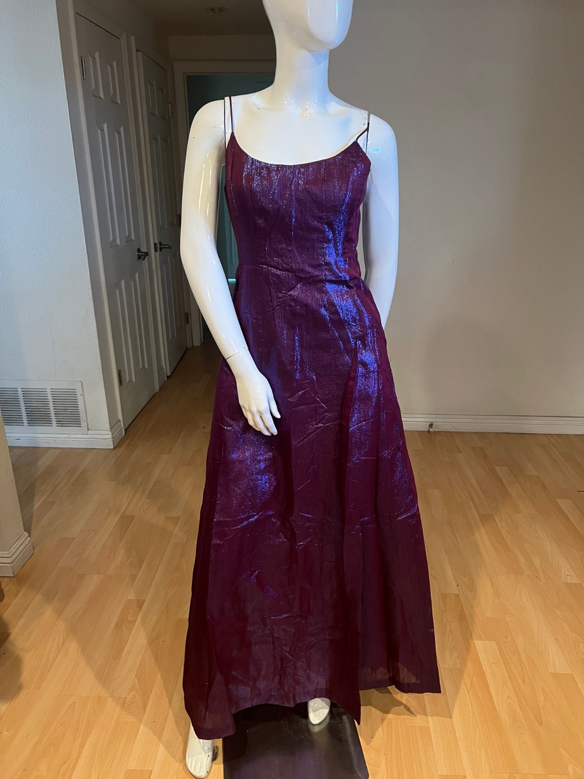 Y2K 90’S VINTAGE NICOLE MILLER IRIDESCENT MAXI DRESS GOWN SZ 6